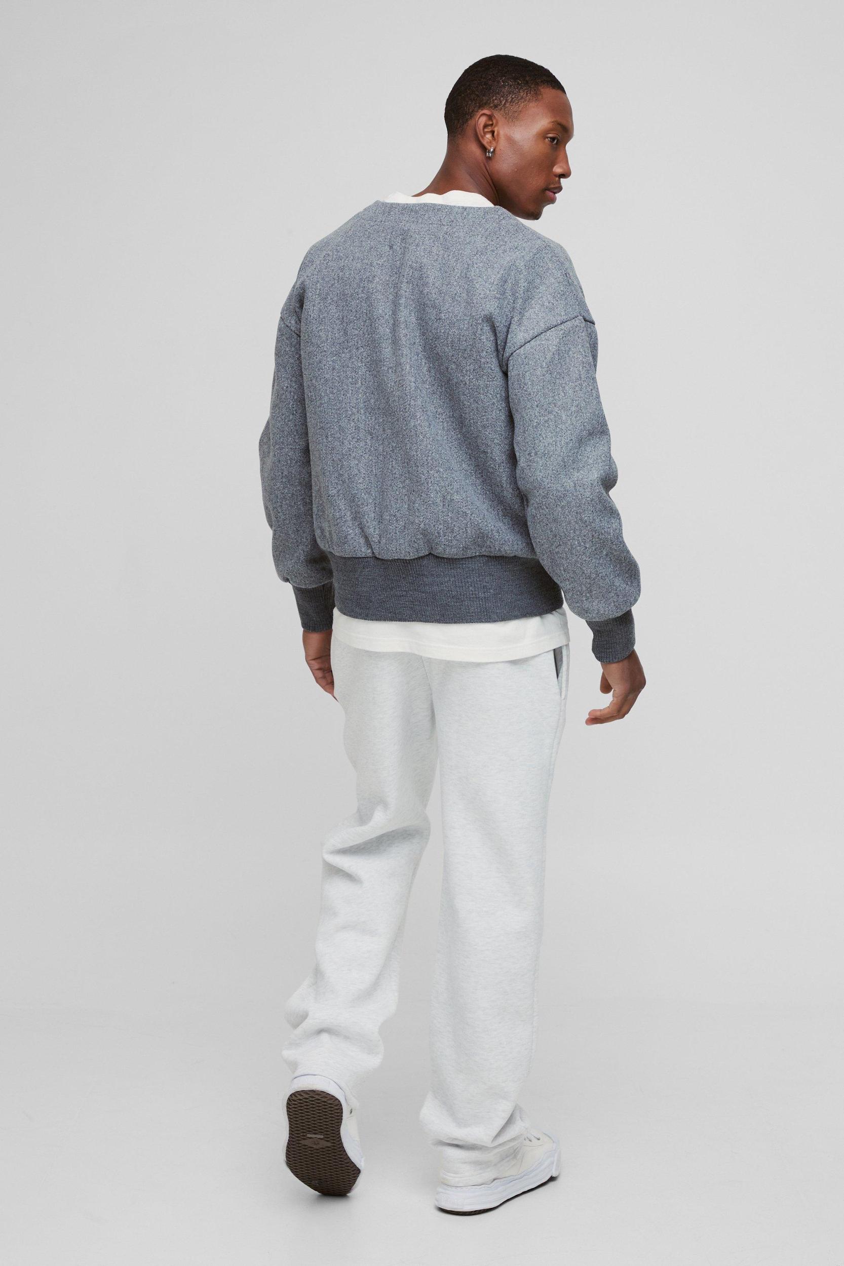 Boxy Open Neck Bomber Jacket | boohooMAN USA Product Image