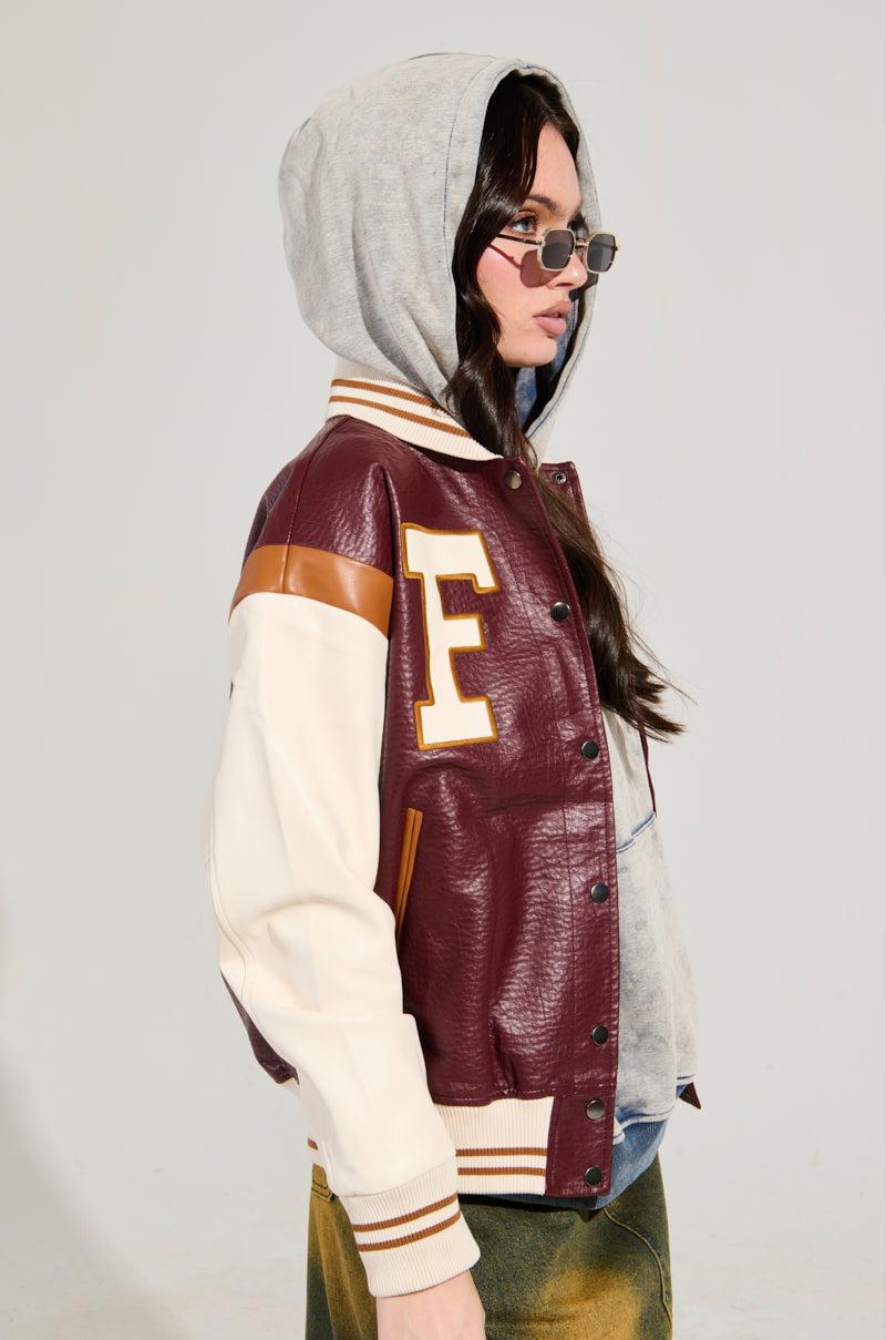 ROCKIT FAUX LEATHER VARSITY BOMBER Product Image