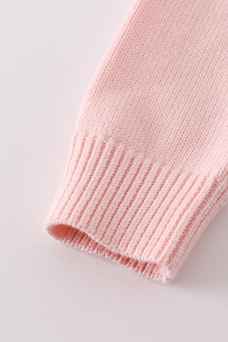 Pink bow tie cardigan sweater Product Image