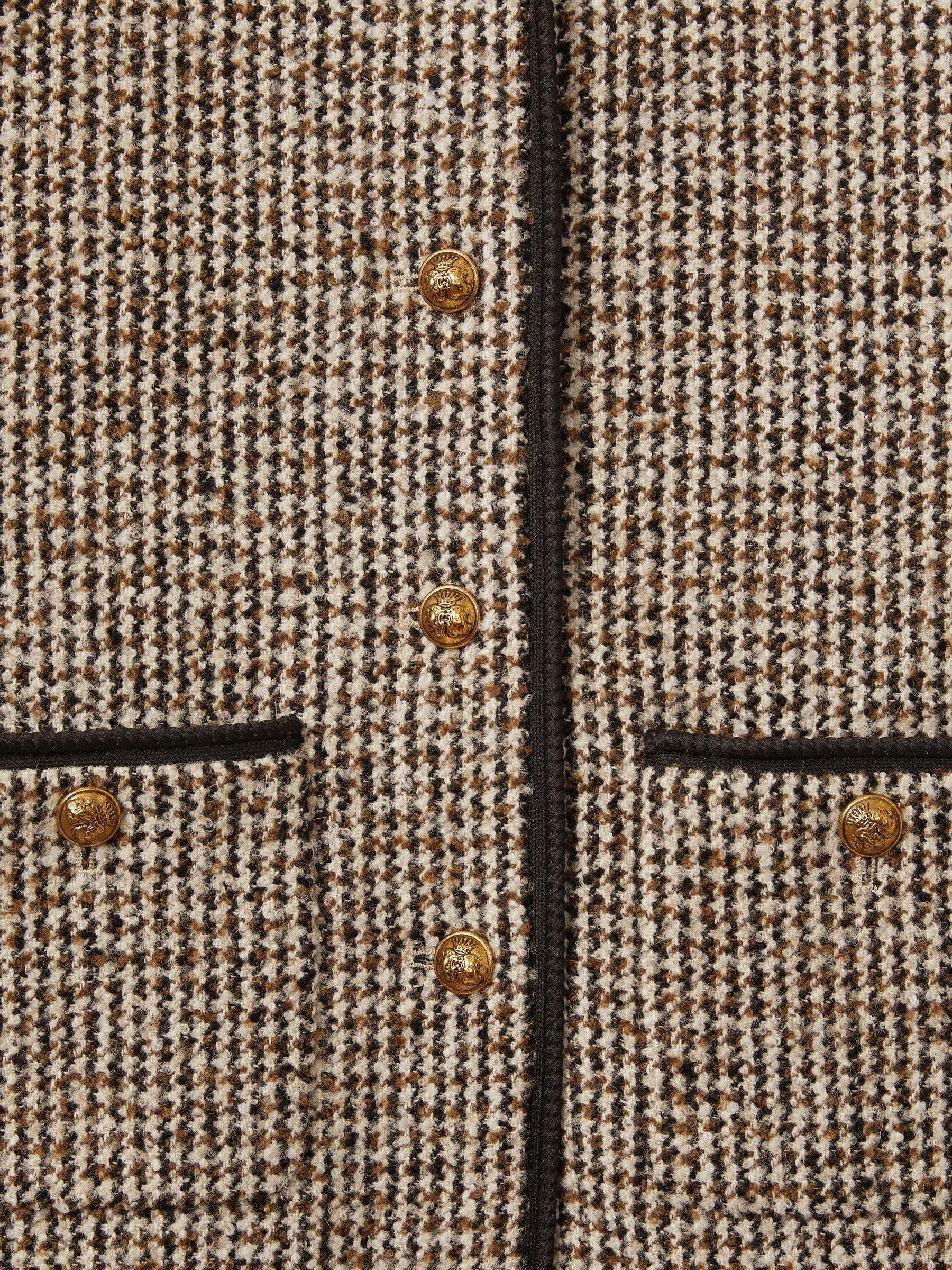 Cropped Wool Blend Tweed Jacket in Brown Product Image