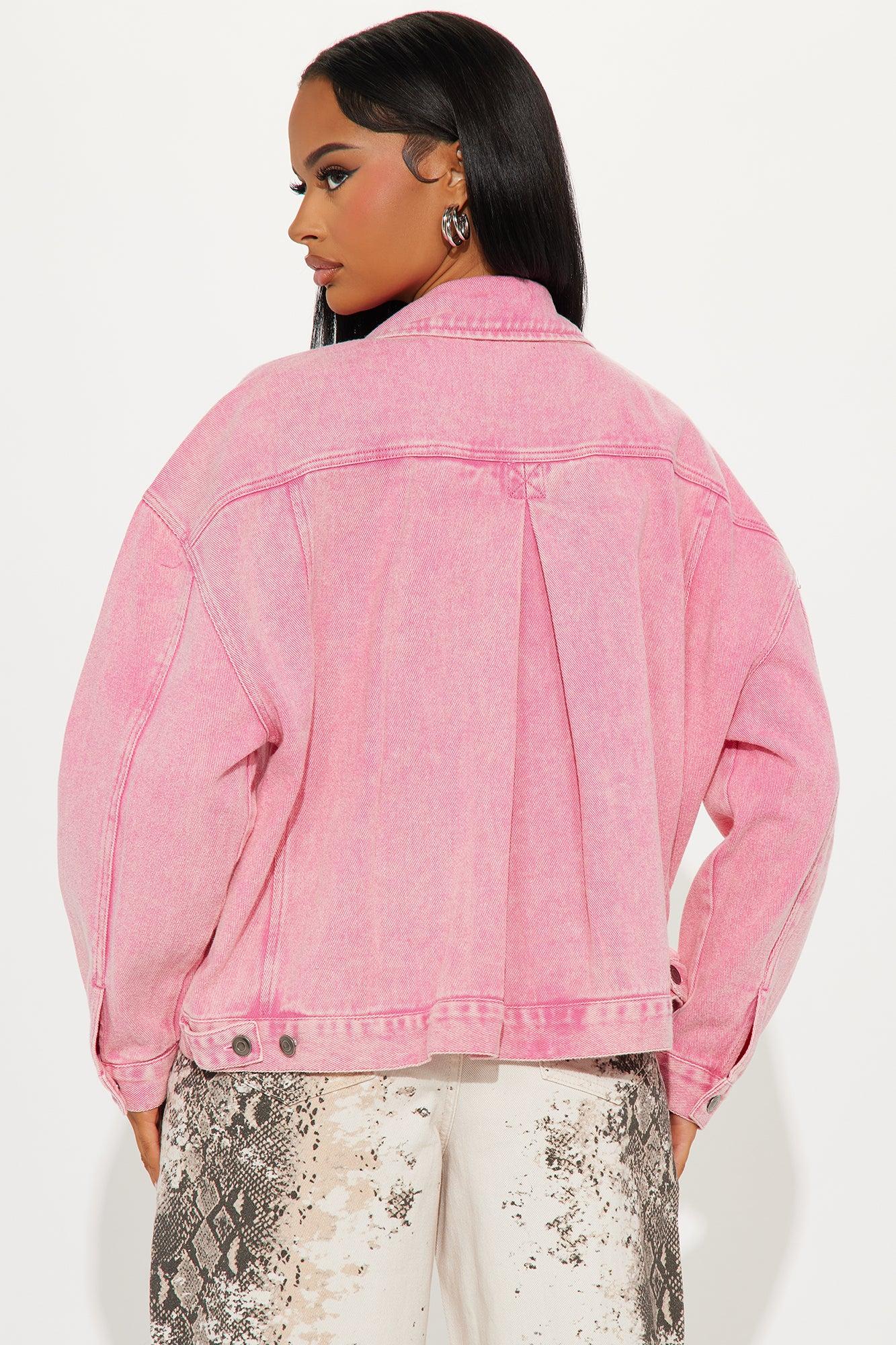 So Laid Back Washed Denim Jacket - Pink Product Image
