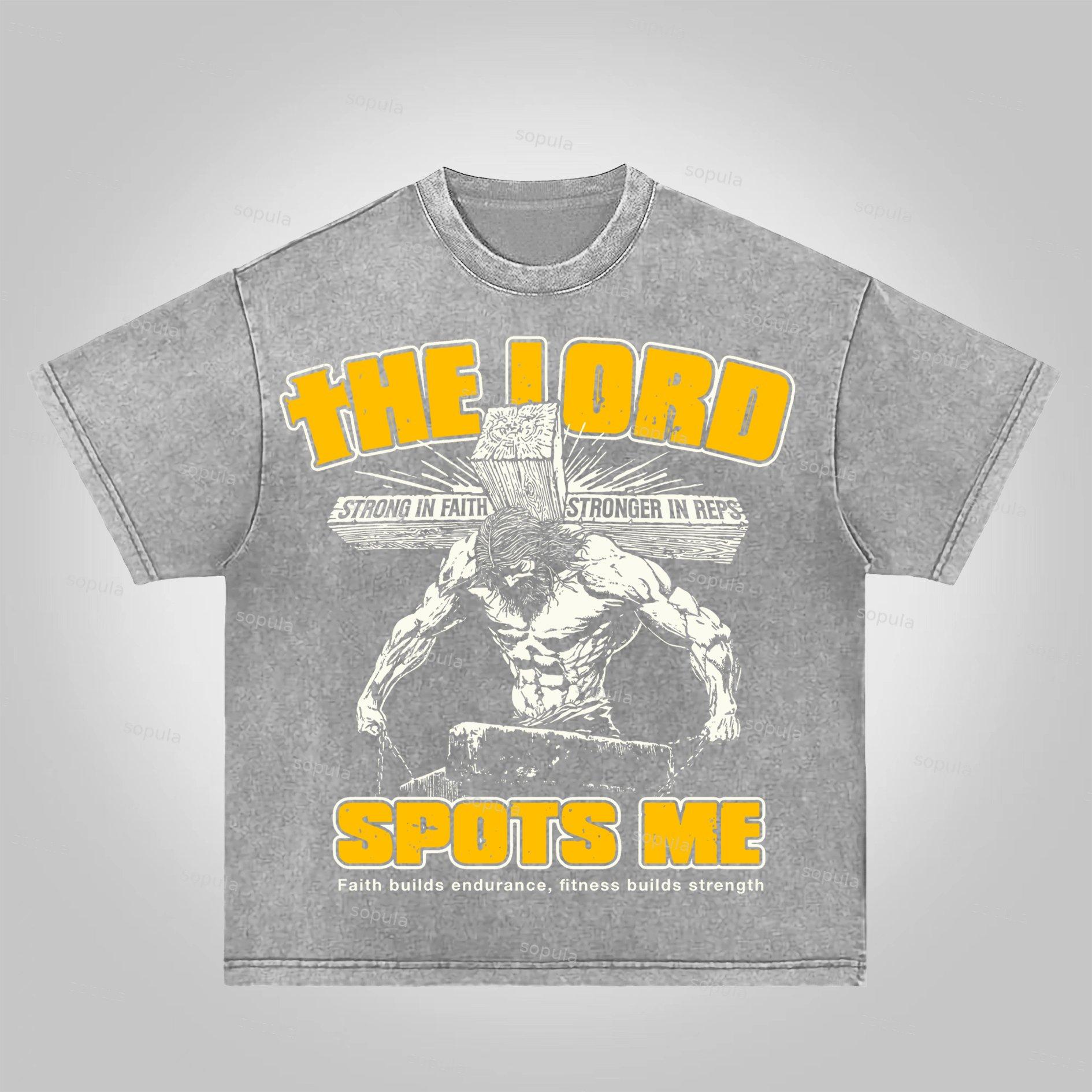 Sopula The Lord Spots Me God Gym Graphic Acid Washed T-Shirt Product Image