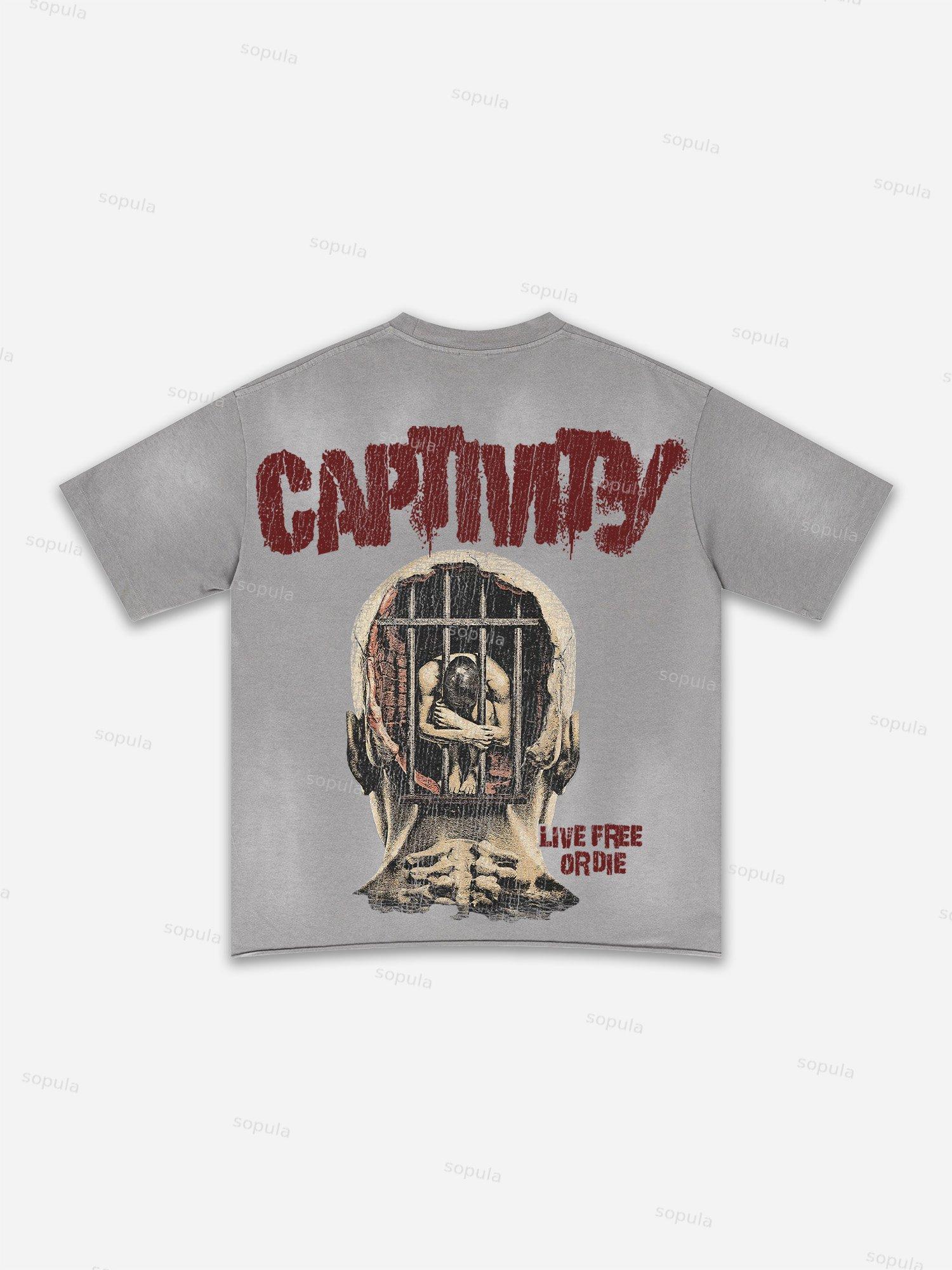 Street Goals Lip Braces Make Vintage Printed Graphic Washed T-shirt Product Image