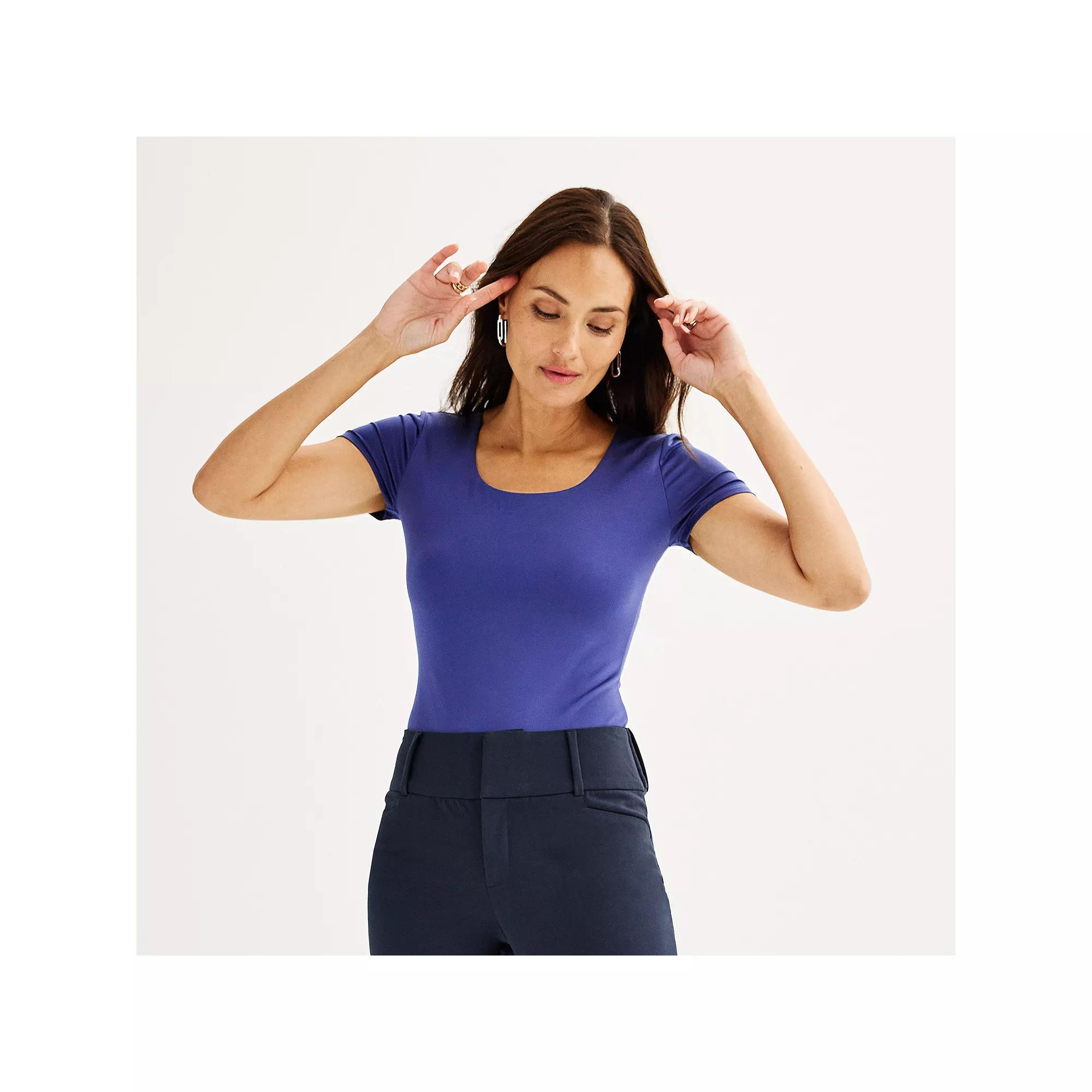 Women's Nine West Sculpt Scoopneck Bodysuit, Size: XS, Archer Blue Product Image