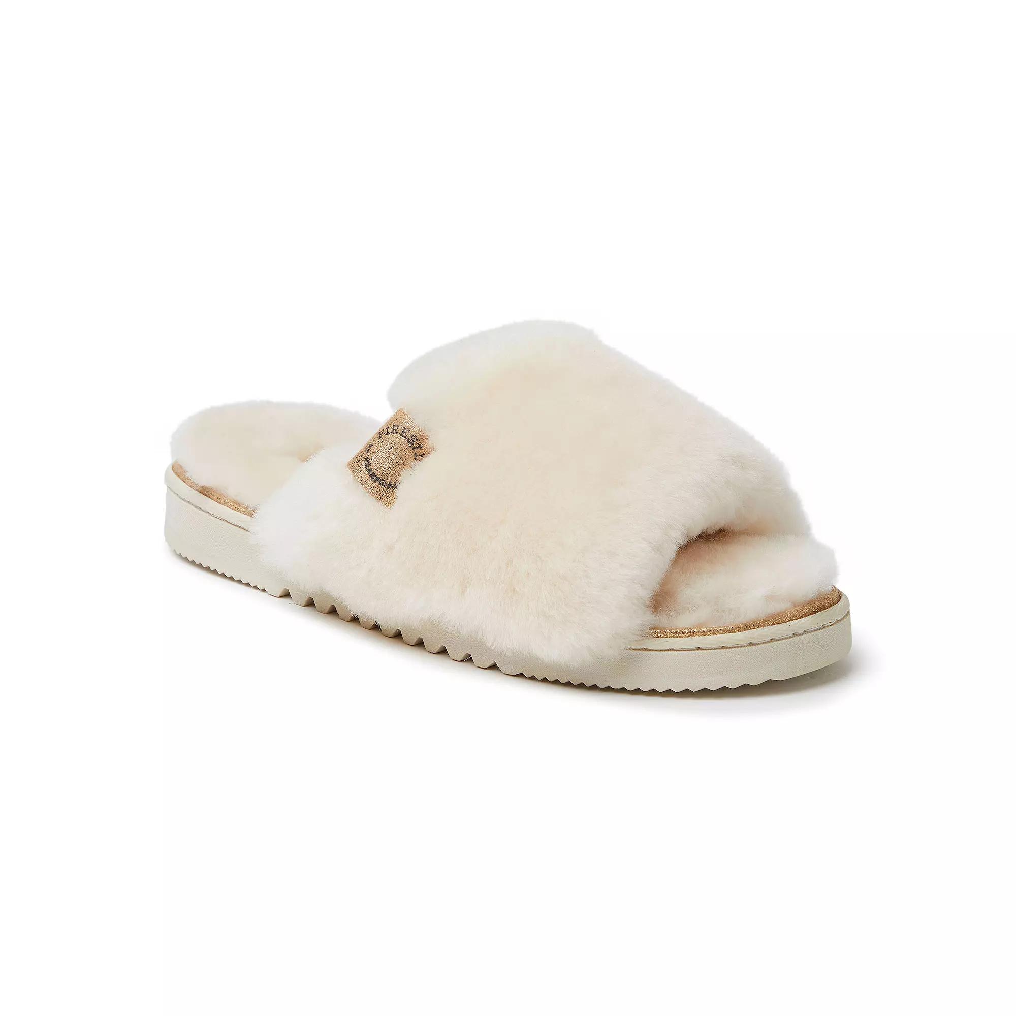 Fireside by Dearfoams Cairns Genuine Shearling Women's Slide Slippers with Metallic Suede Trim,  Product Image
