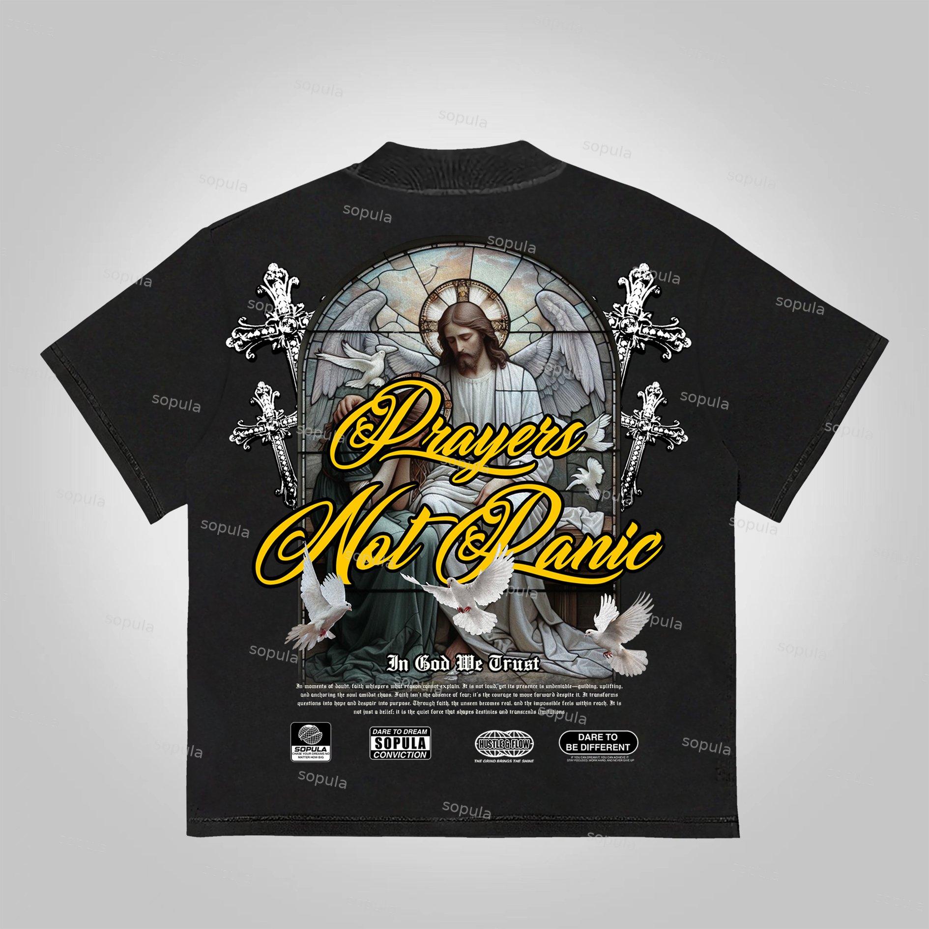 Sopula Prayers God Will Be By Your Side Printed Graphics Cotton T-Shirt Product Image