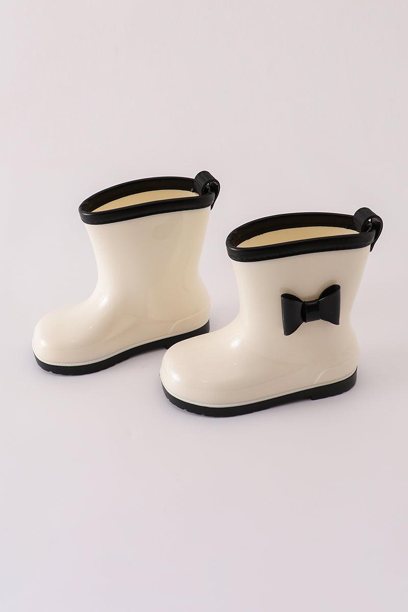 White & black bow rain boots Product Image