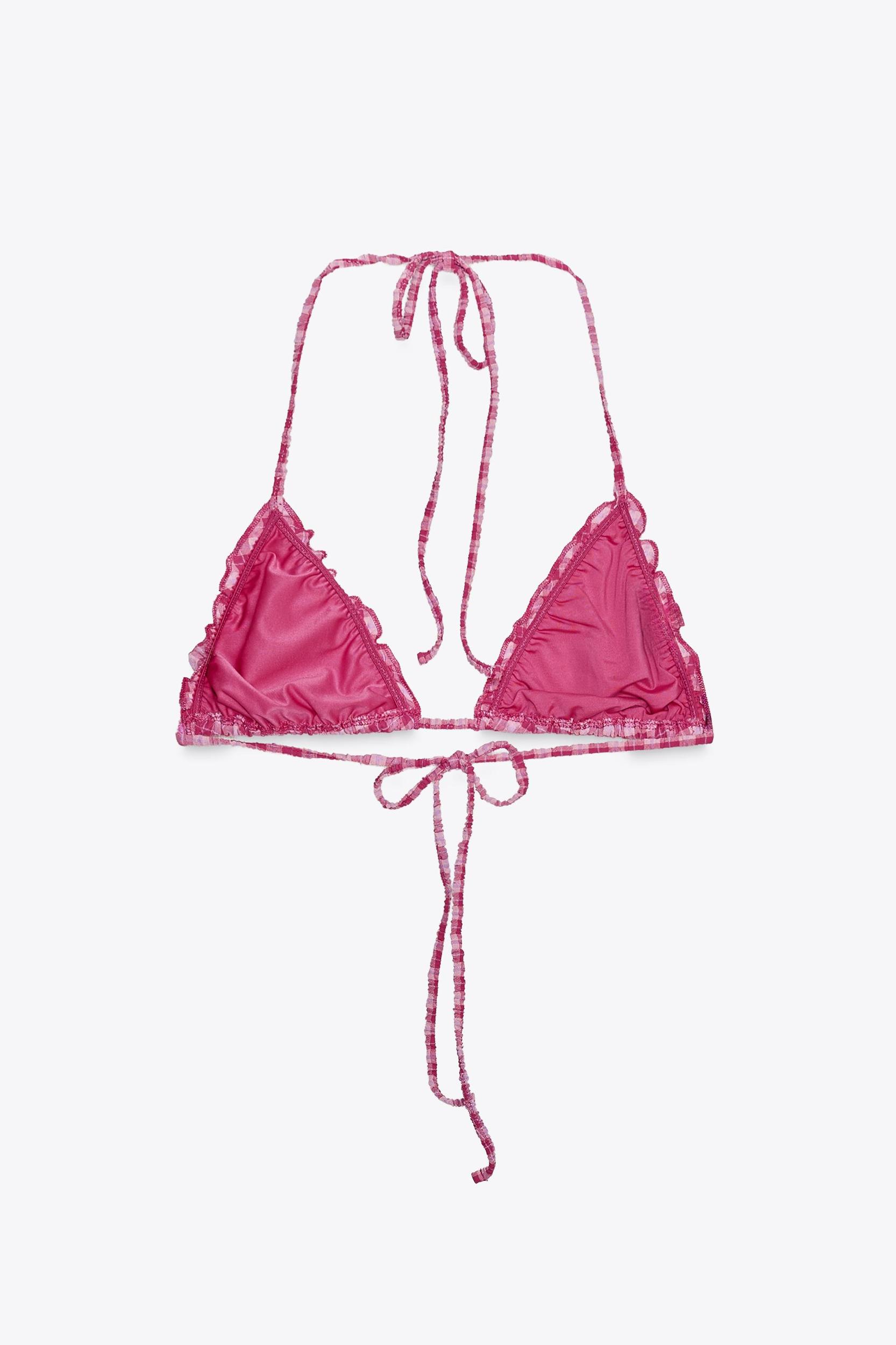 CHECKERED TRIANGLE BIKINI TOP Product Image