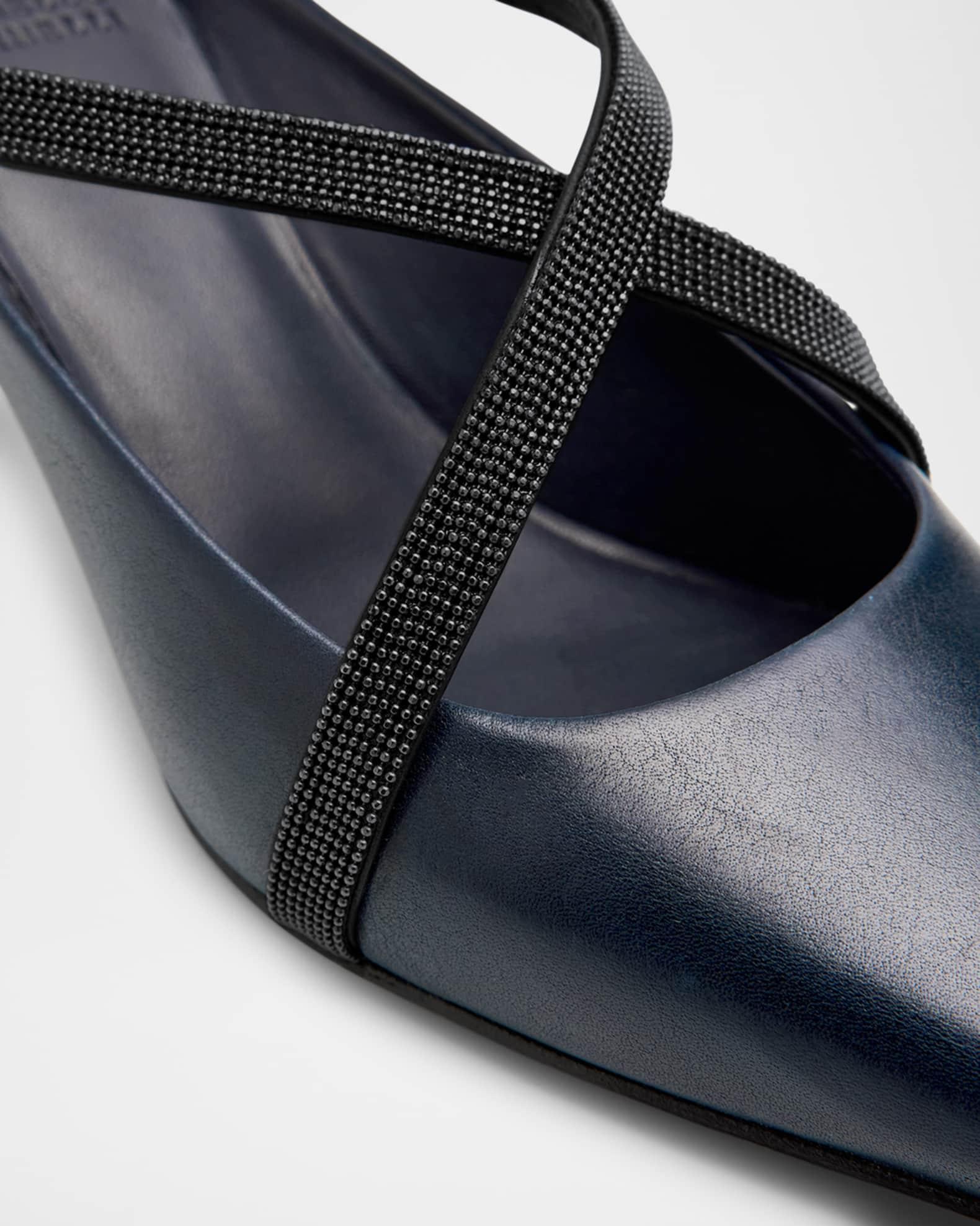 Leather Monili Crisscross Mule Pumps Product Image