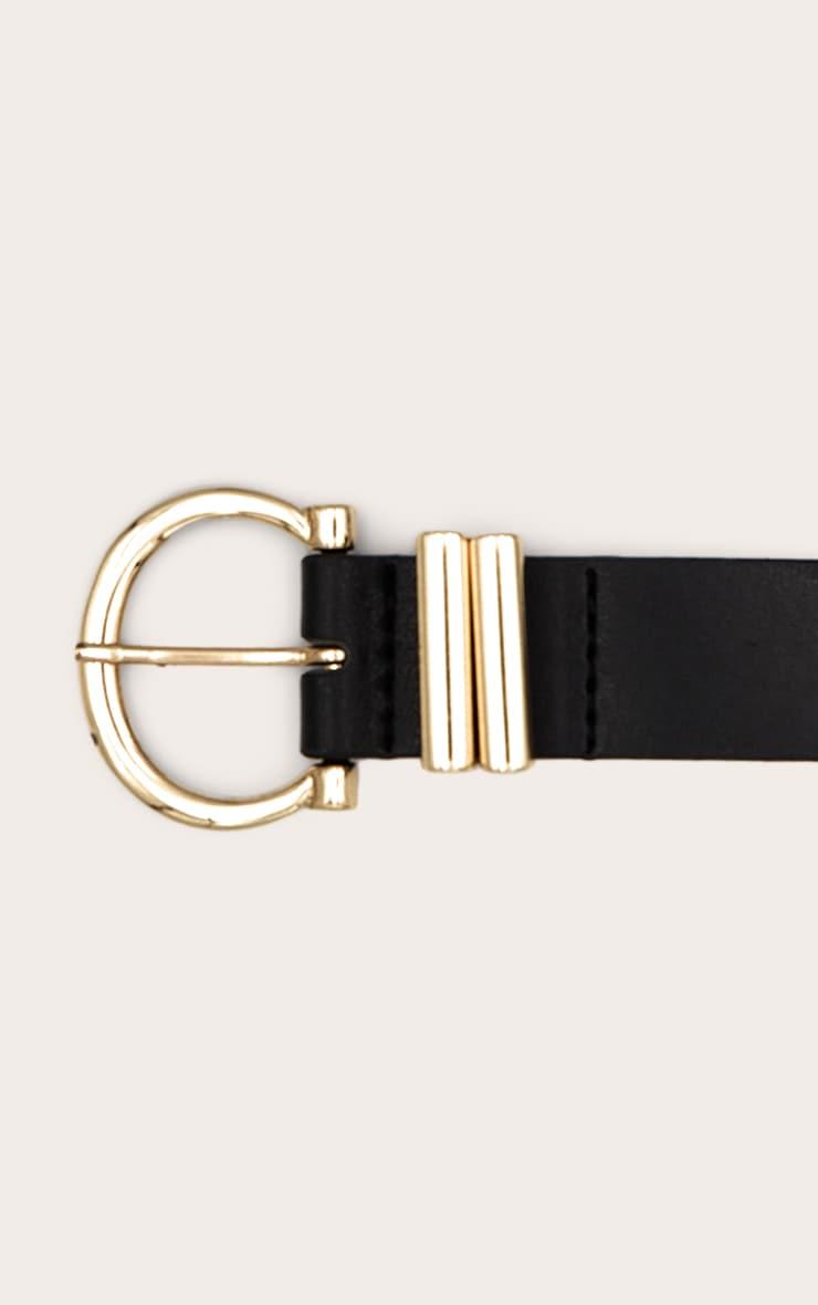 Black PU Gold Horseshoe Buckle Belt Product Image