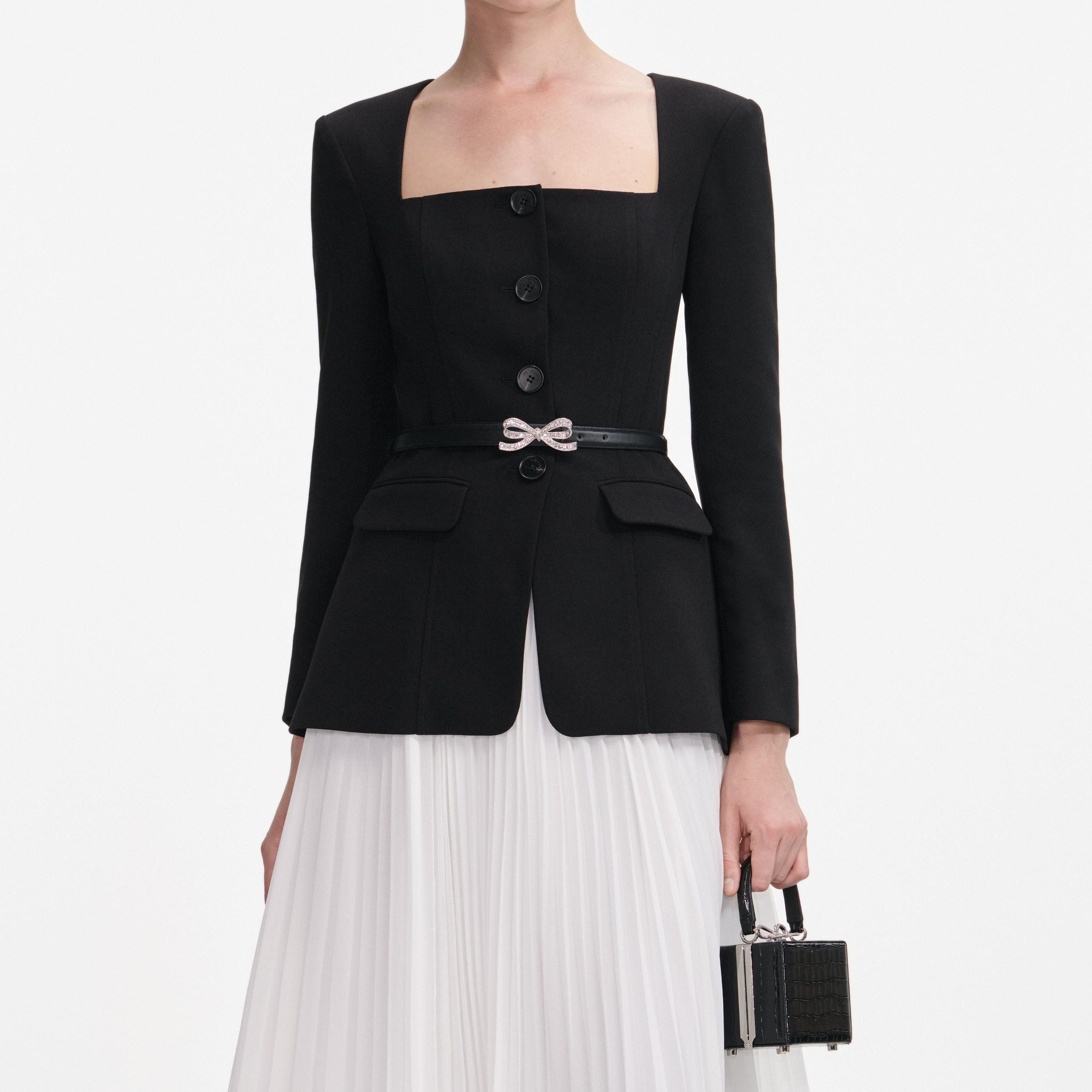 Black Long Sleeve Contrast Chiffon Midi Dress Product Image