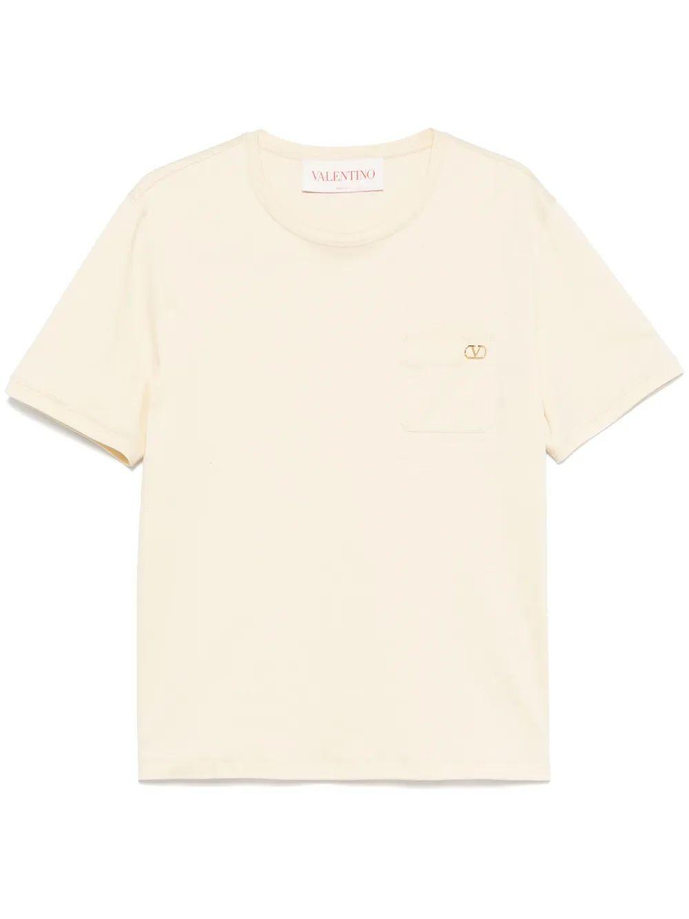 VALENTINO T-shirt Vlogo Signature Aus Baumwoll-jersey In Weiss Product Image