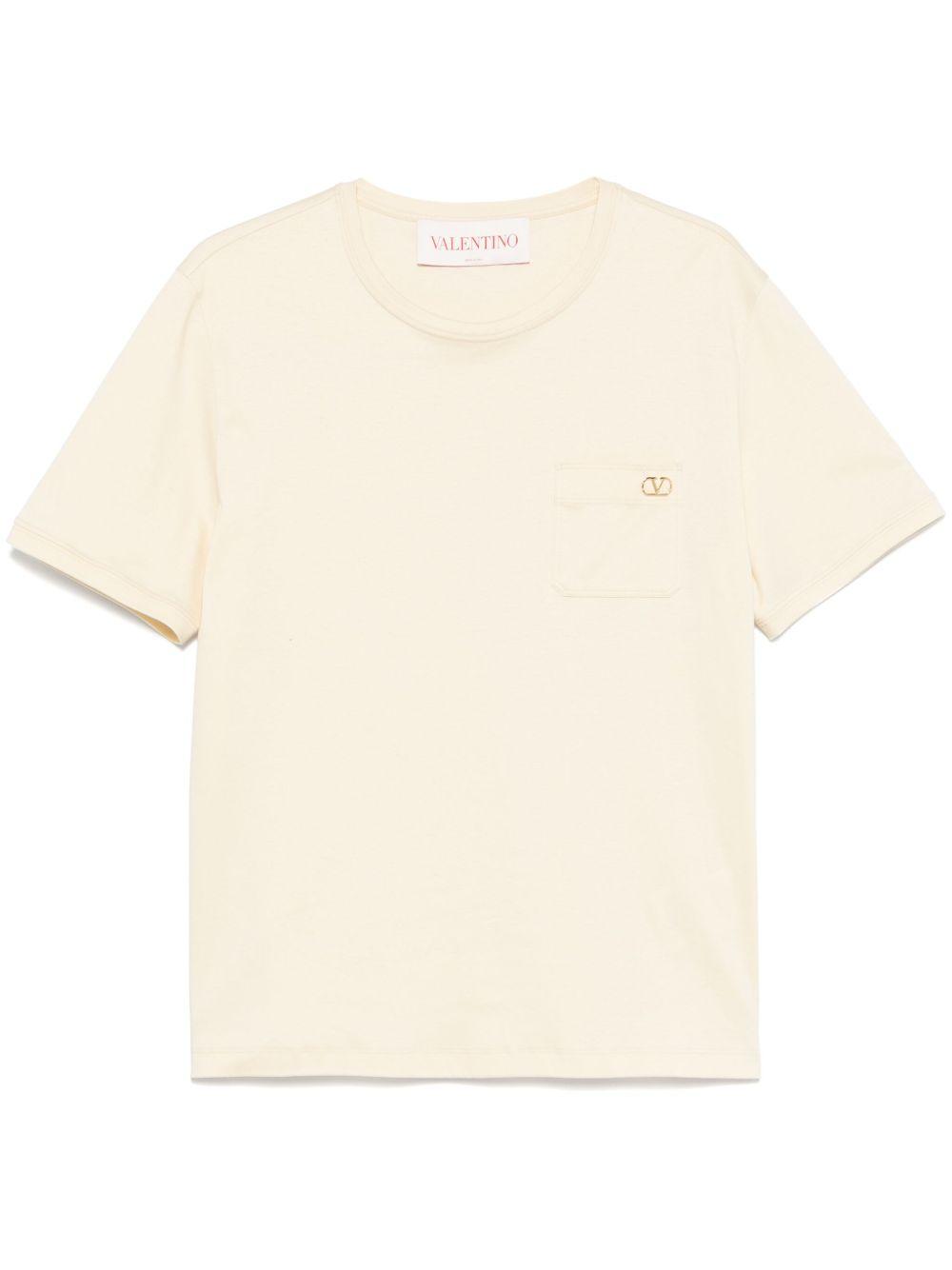 VALENTINO T-shirt Vlogo Signature Aus Baumwoll-jersey In Weiss Product Image