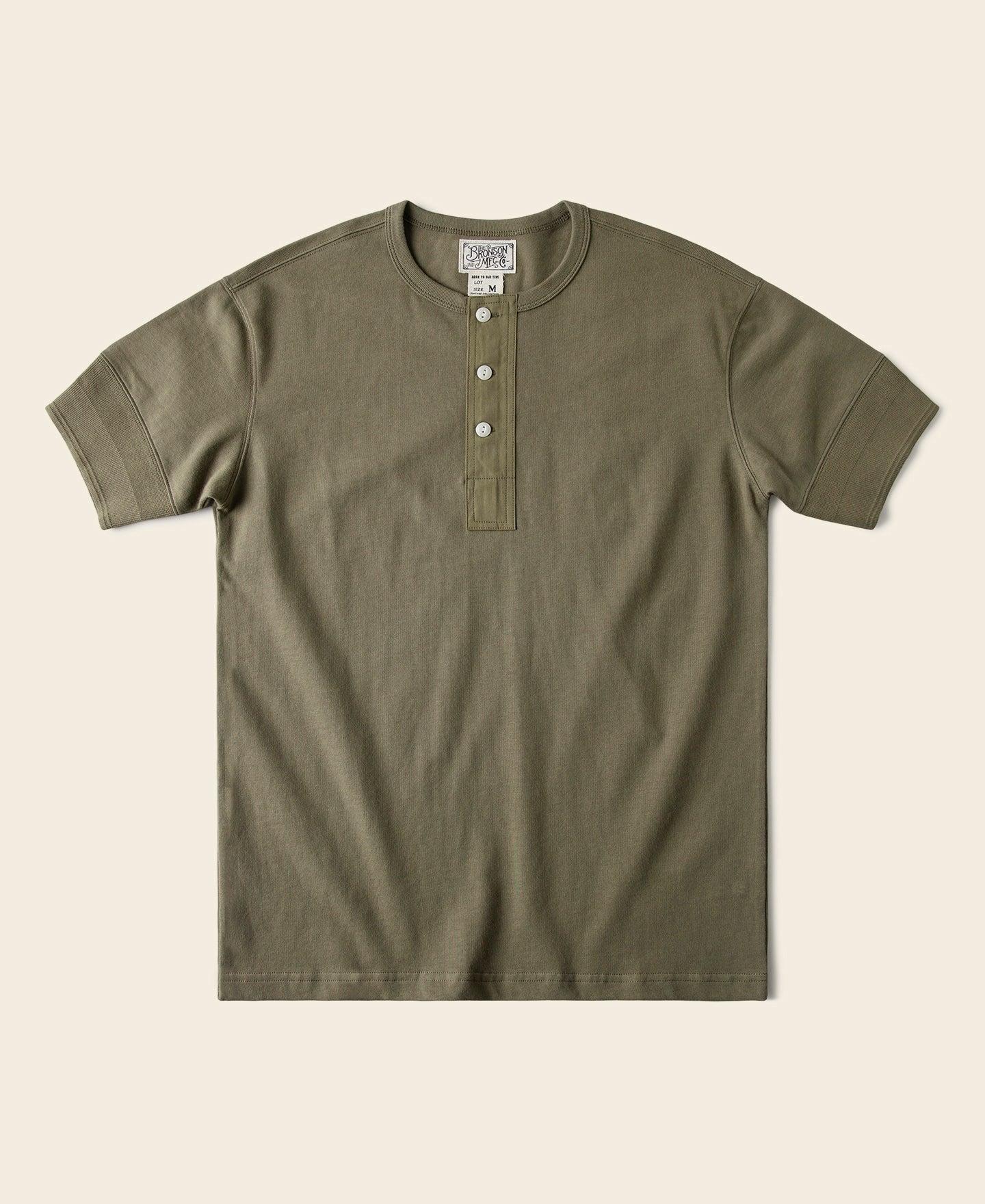 Vintage Short Sleeve Henley T-Shirt - Olive Product Image