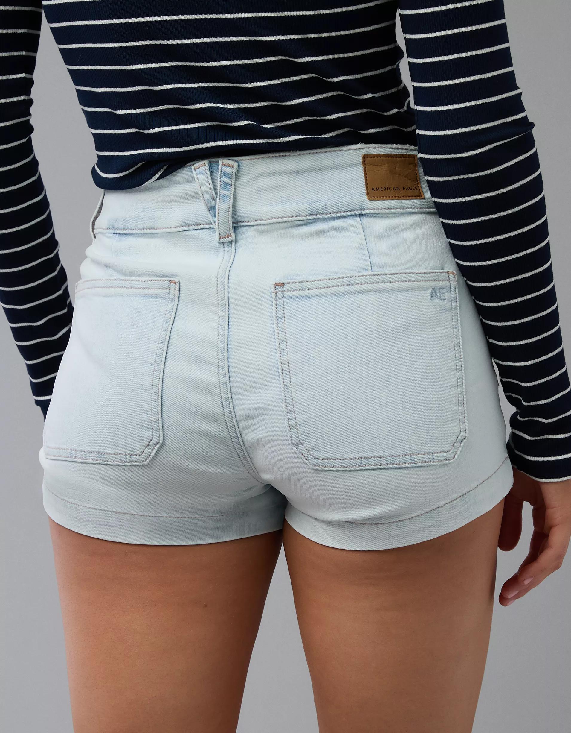AE Next Level Ripped High-Waisted Denim Short Short Product Image