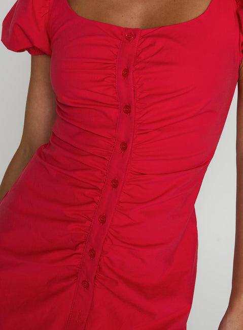 Back To Paris Ruched Mini Dress Red Product Image