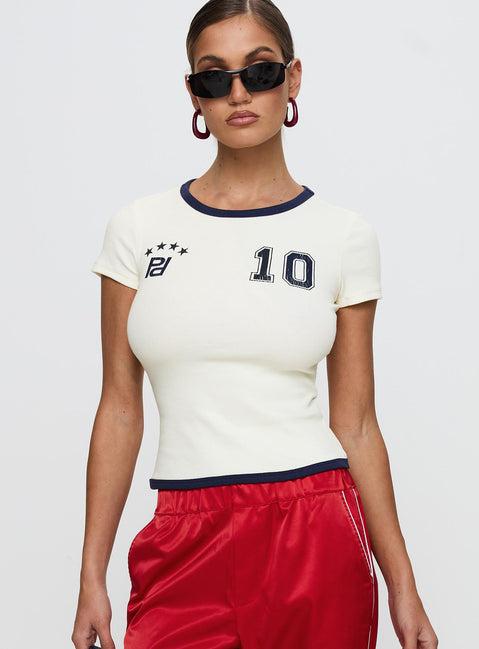 Track Record Graphic Top Cream Product Image