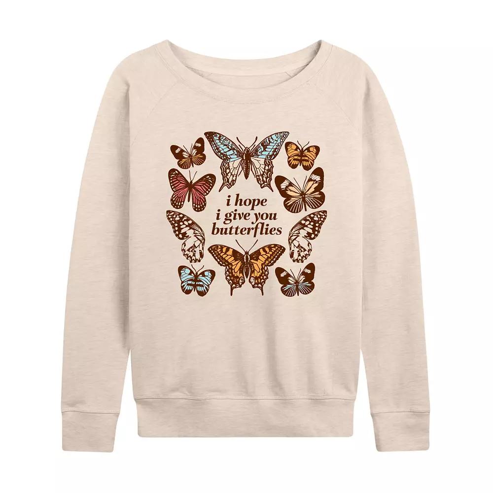 Women's Give You Butterflies French Terry Long Sleeve Tee,  Product Image