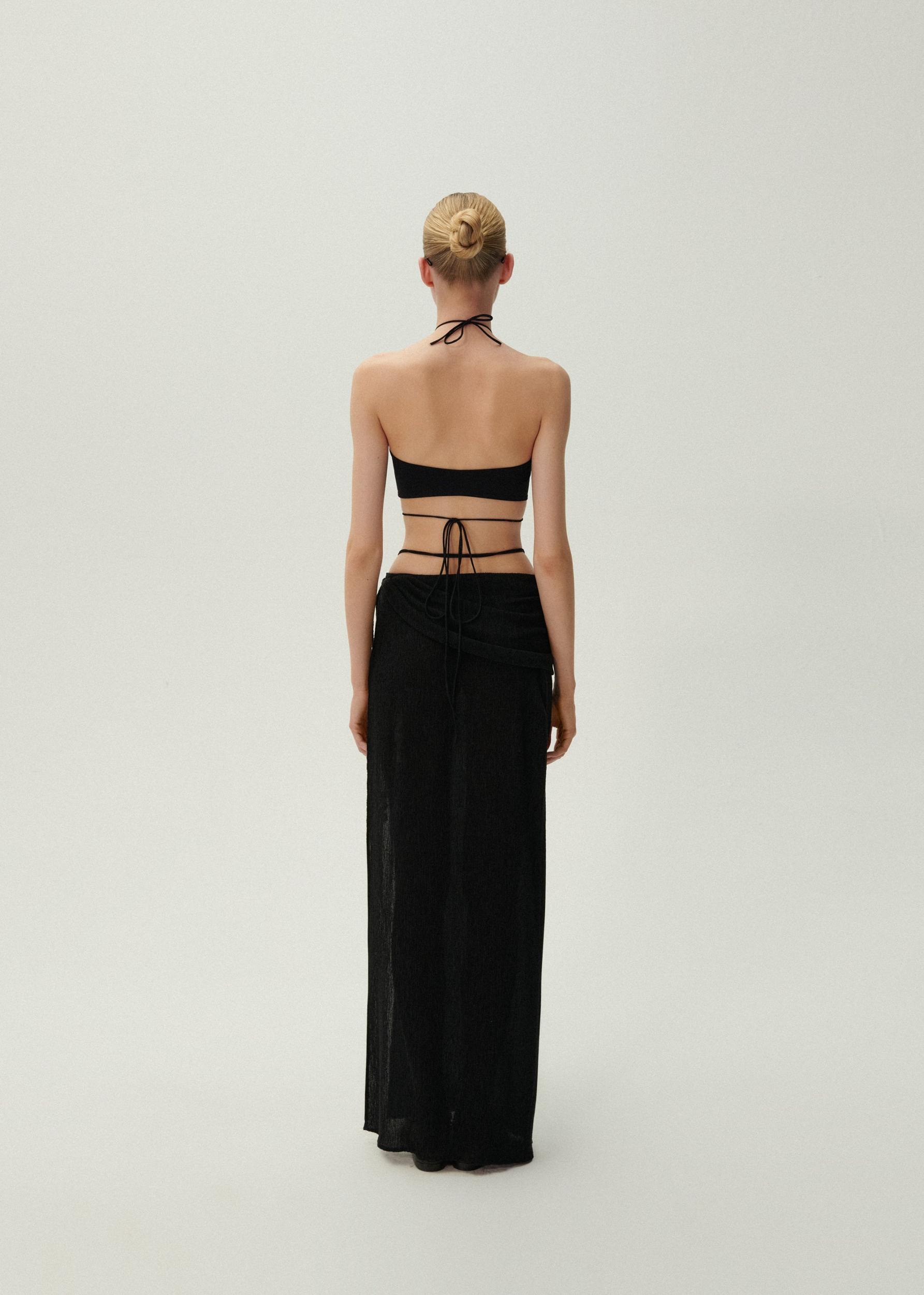 Asymmetrical pearl maxi skirt in black Product Image