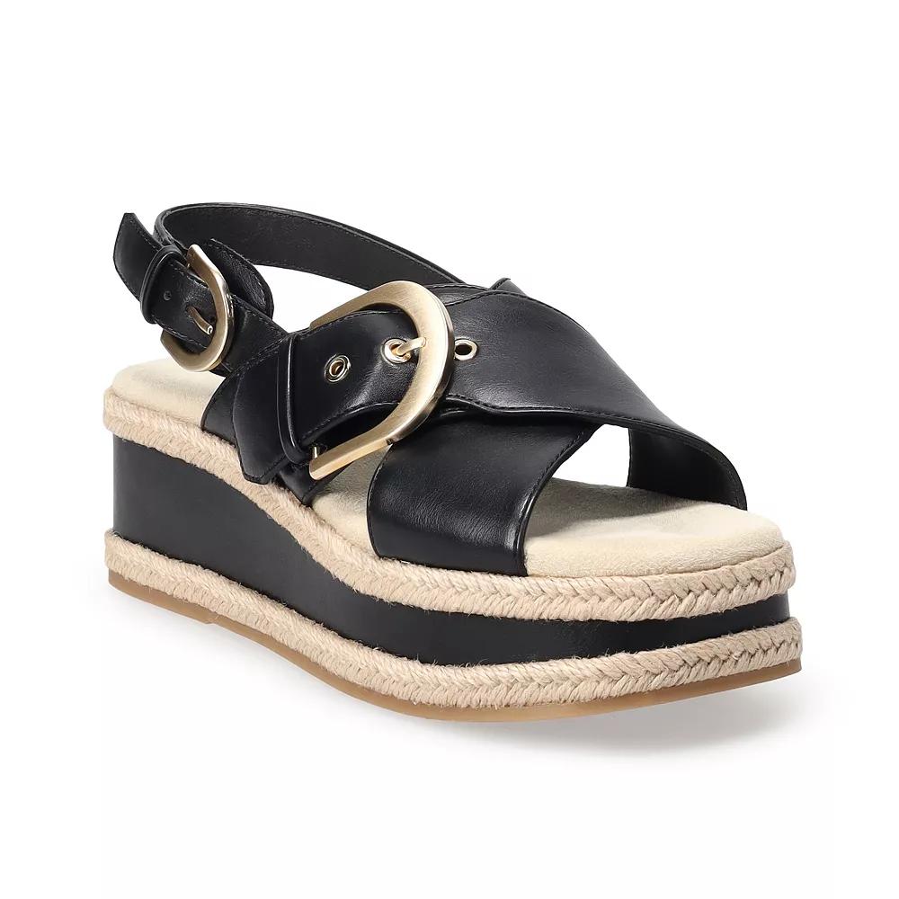 Sonoma Goods For Life® Cianna Buckle Women's Flatform Sandals, Size: 9, Black Product Image