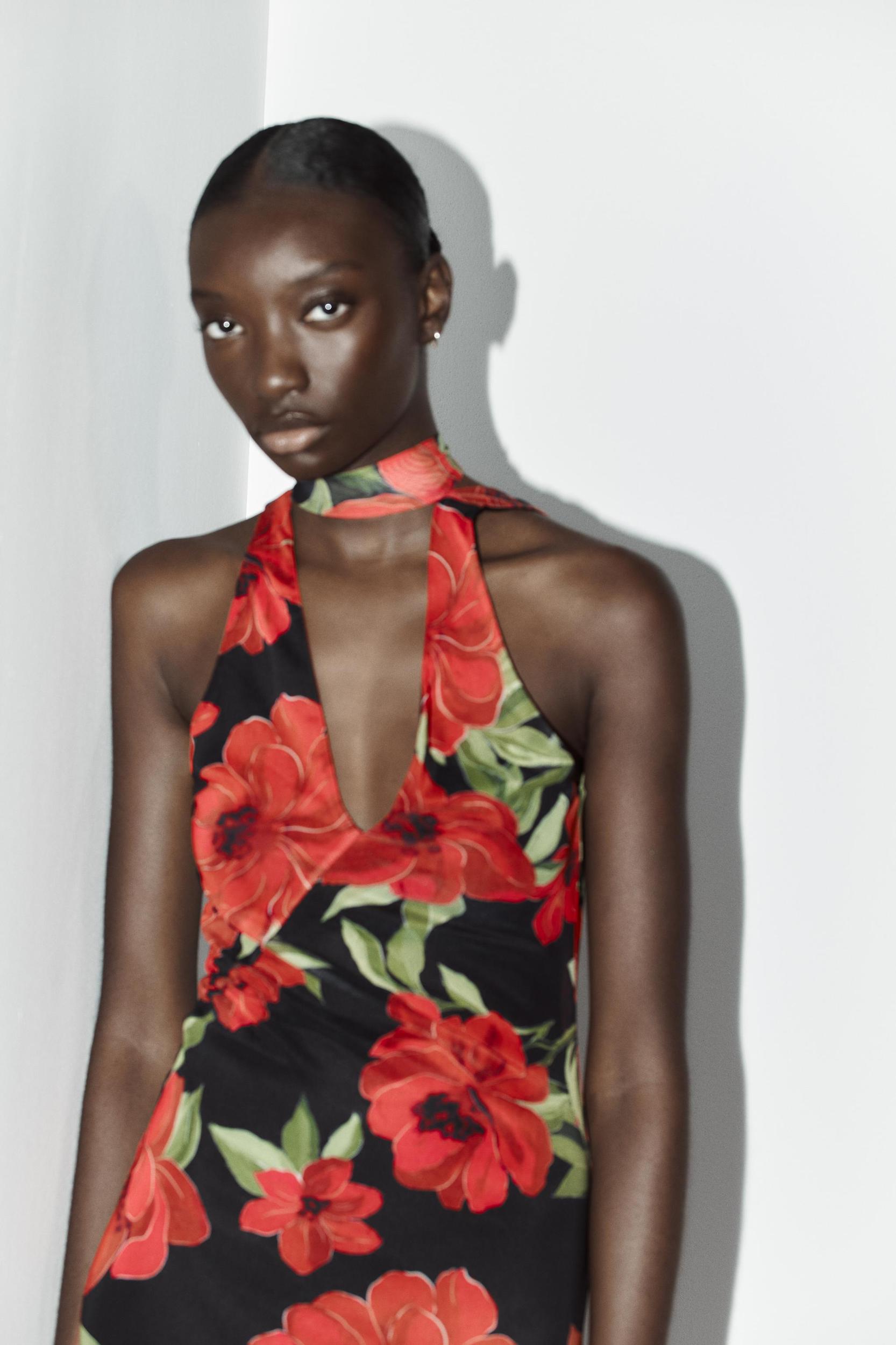 FLORAL PRINT TULLE SCARF DRESS Product Image