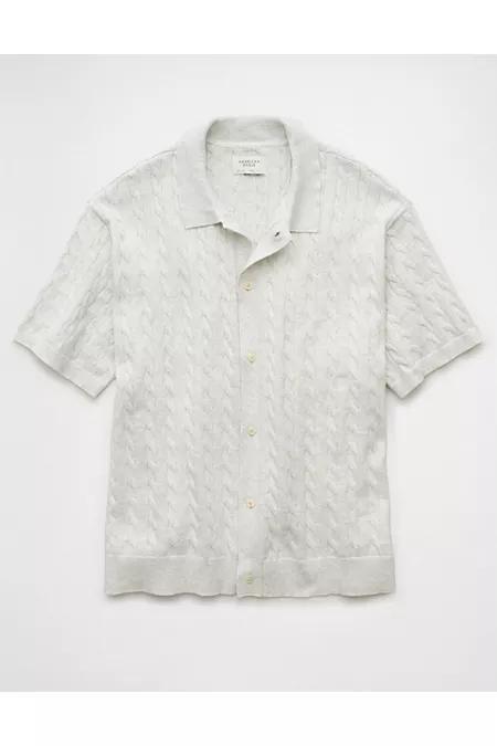 AE Weekend Cable Knit Button-Up Sweater Polo Shirt Men's Product Image