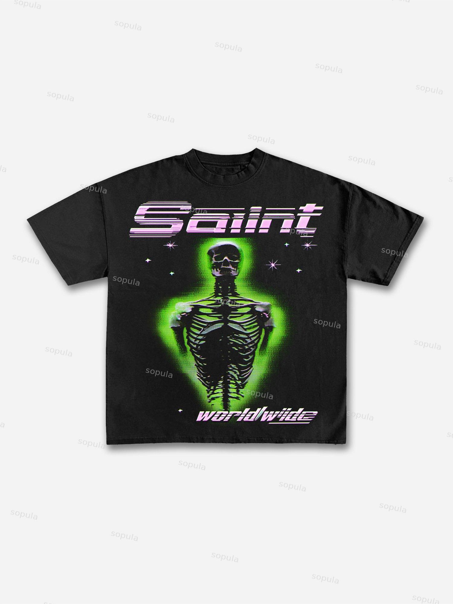 Saint Worldwide Glitchcore Print Graphic Cotton T-shirt Product Image