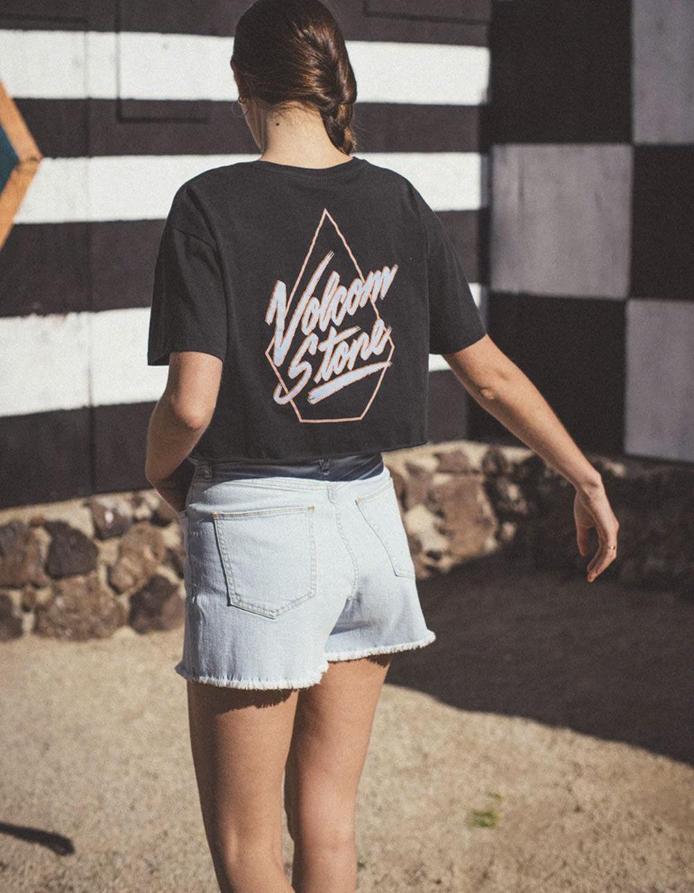 VOLCOM Just A Trim Womens Crop Tee - BLACK Product Image
