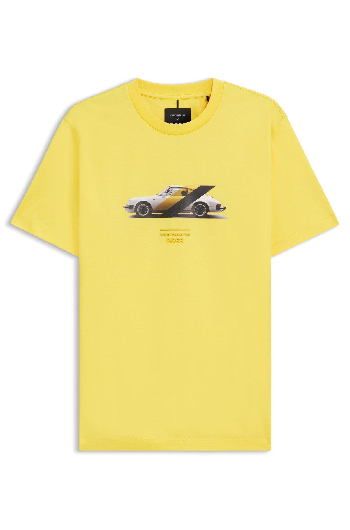 Porsche x BOSS mercerized-cotton T-shirt with collaborative branding Product Image