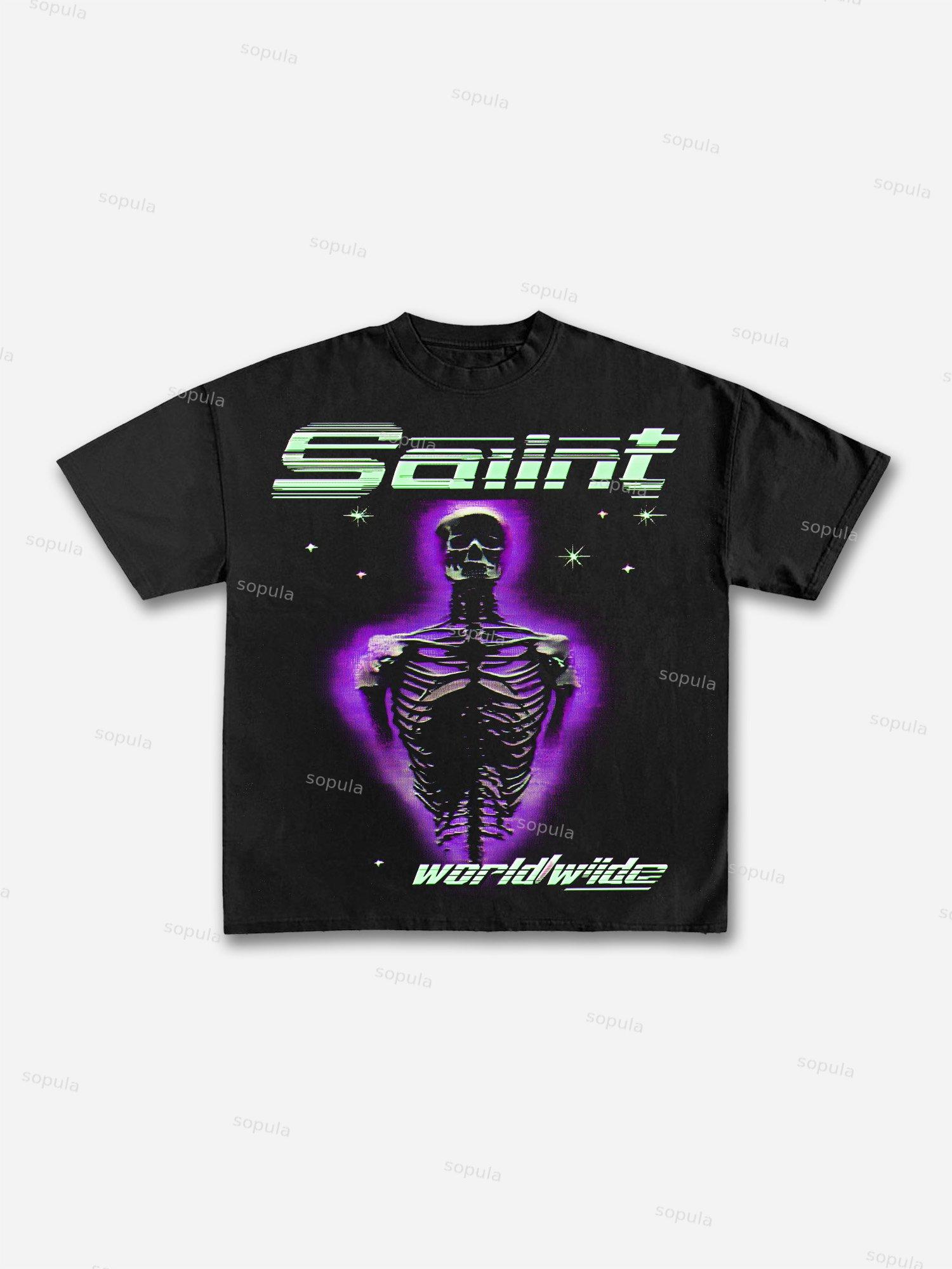Saint Worldwide Glitchcore Print Graphic Cotton T-shirt Product Image