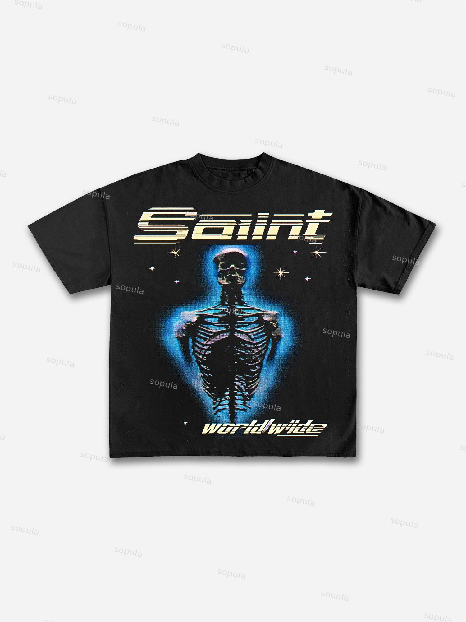 Saint Worldwide Glitchcore Print Graphic Cotton T-shirt Product Image