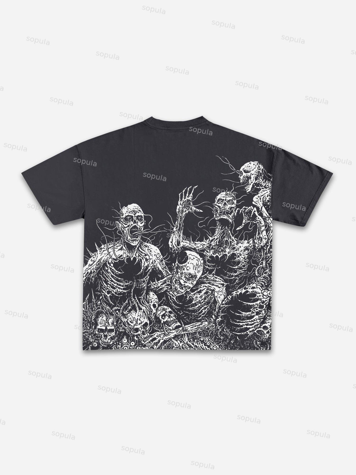 Skull Graphic Print Cotton T-shirt Product Image