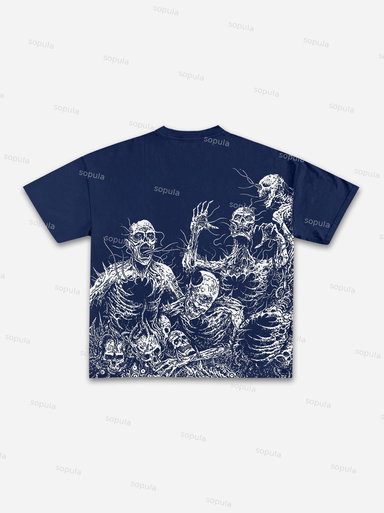 Skull Graphic Print Cotton T-shirt Product Image