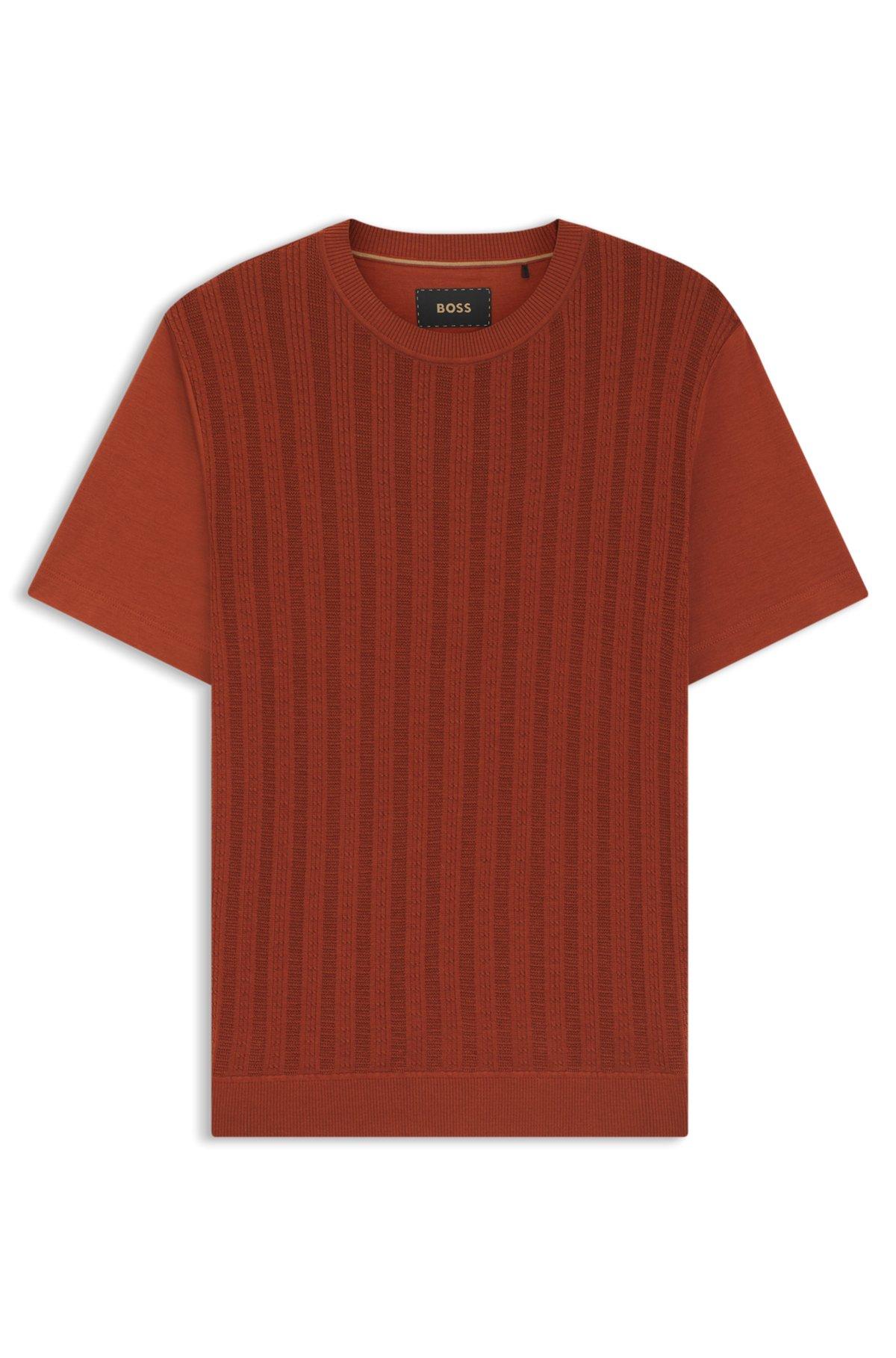 Cable-knit T-shirt in cotton and silk Product Image