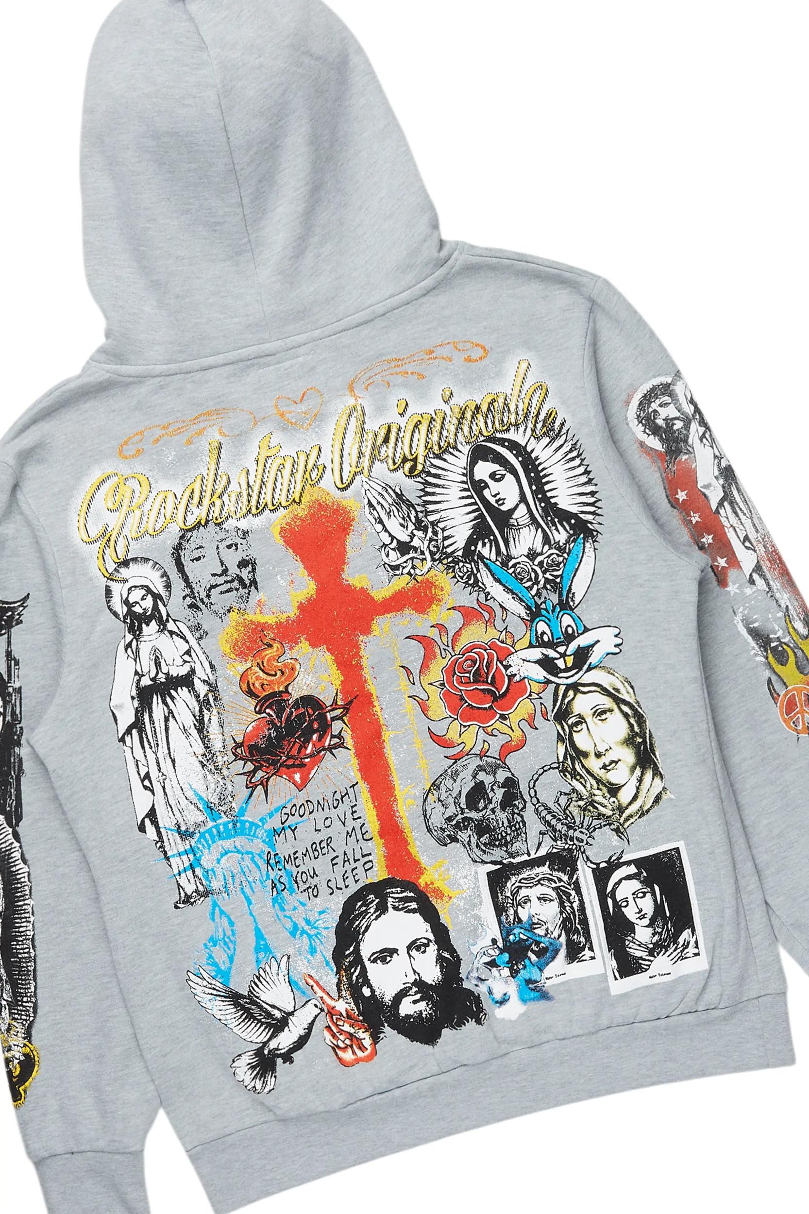 Santos Heather Grey Hoodie/Baggy Track Pant Set Male Product Image