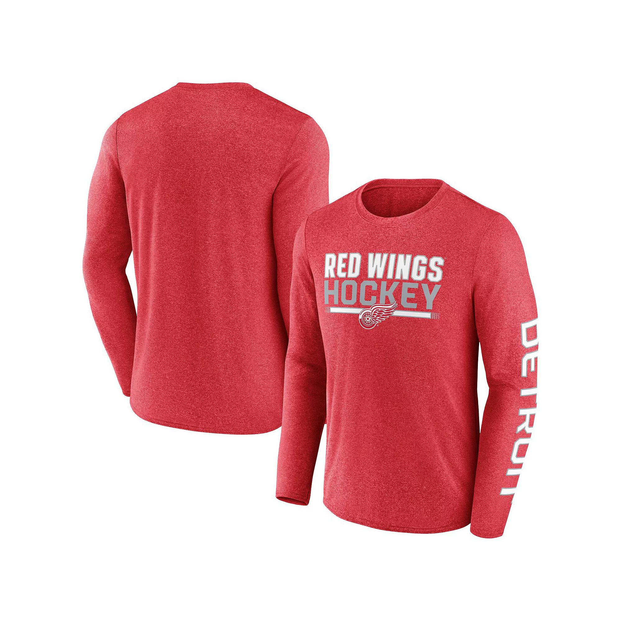 Men's Fanatics Heather Red Detroit Red Wings Sweep Iconic Synthetic Long Sleeve T-Shirt,  Product Image