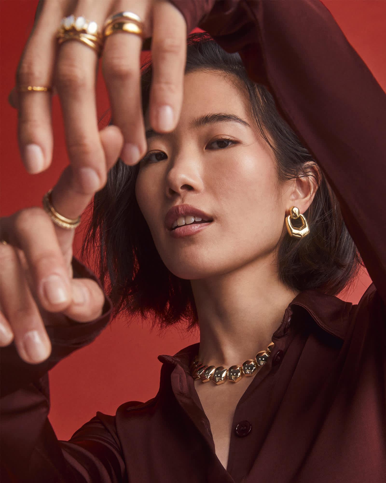 Kaitlin Gold Open Frame Earrings Product Image