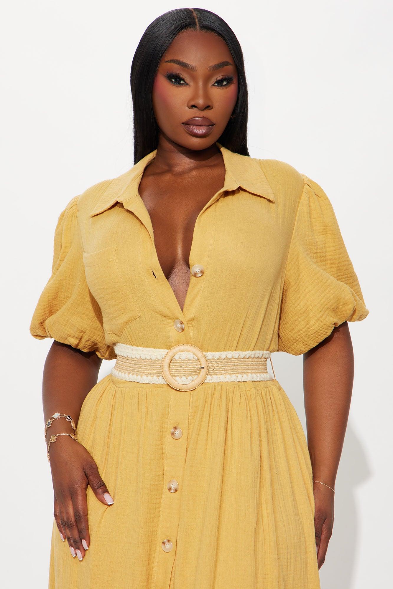 Georgina Maxi Shirt Dress - Mustard Product Image