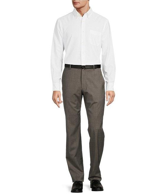 Armani Exchange Modern Fit Flat Front Solid Textured Dress Pants Product Image