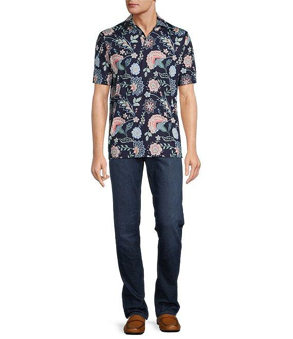 Hart Schaffner Marx Luxury Performance Short Sleeve Dark Floral Paisley Polo Shirt Product Image