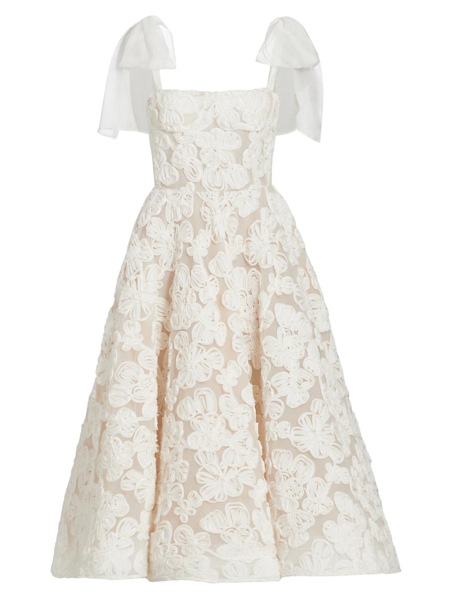 Womens Sabrina Embroidered A-Line Midi-Dress Product Image