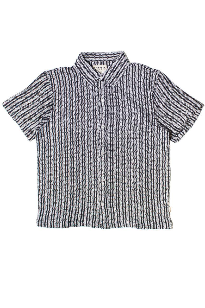 Mini Zigzag Stripe Knit Button Up Shirt Product Image