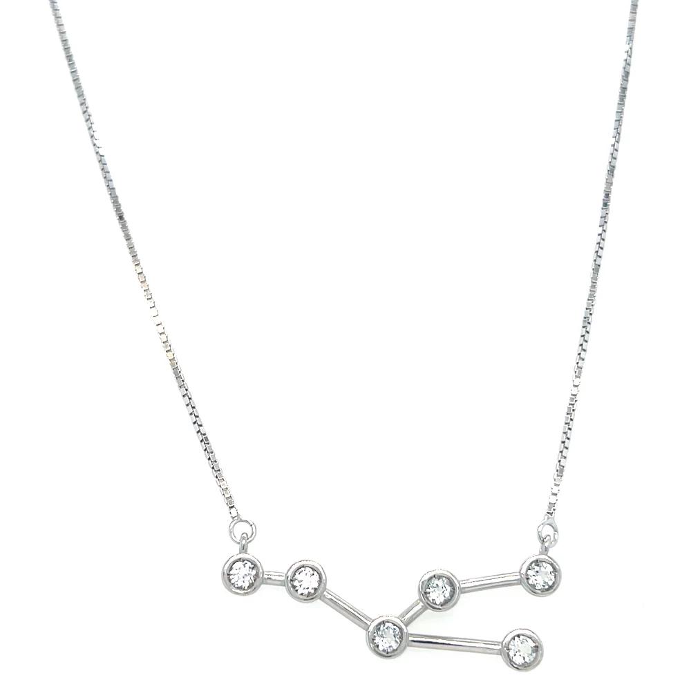 Meshmerise Sterling Silver White Topaz Zodiac Constellation Necklace, Women's, Size: 16-18" ADJ, Silver Tone Taurus Product Image