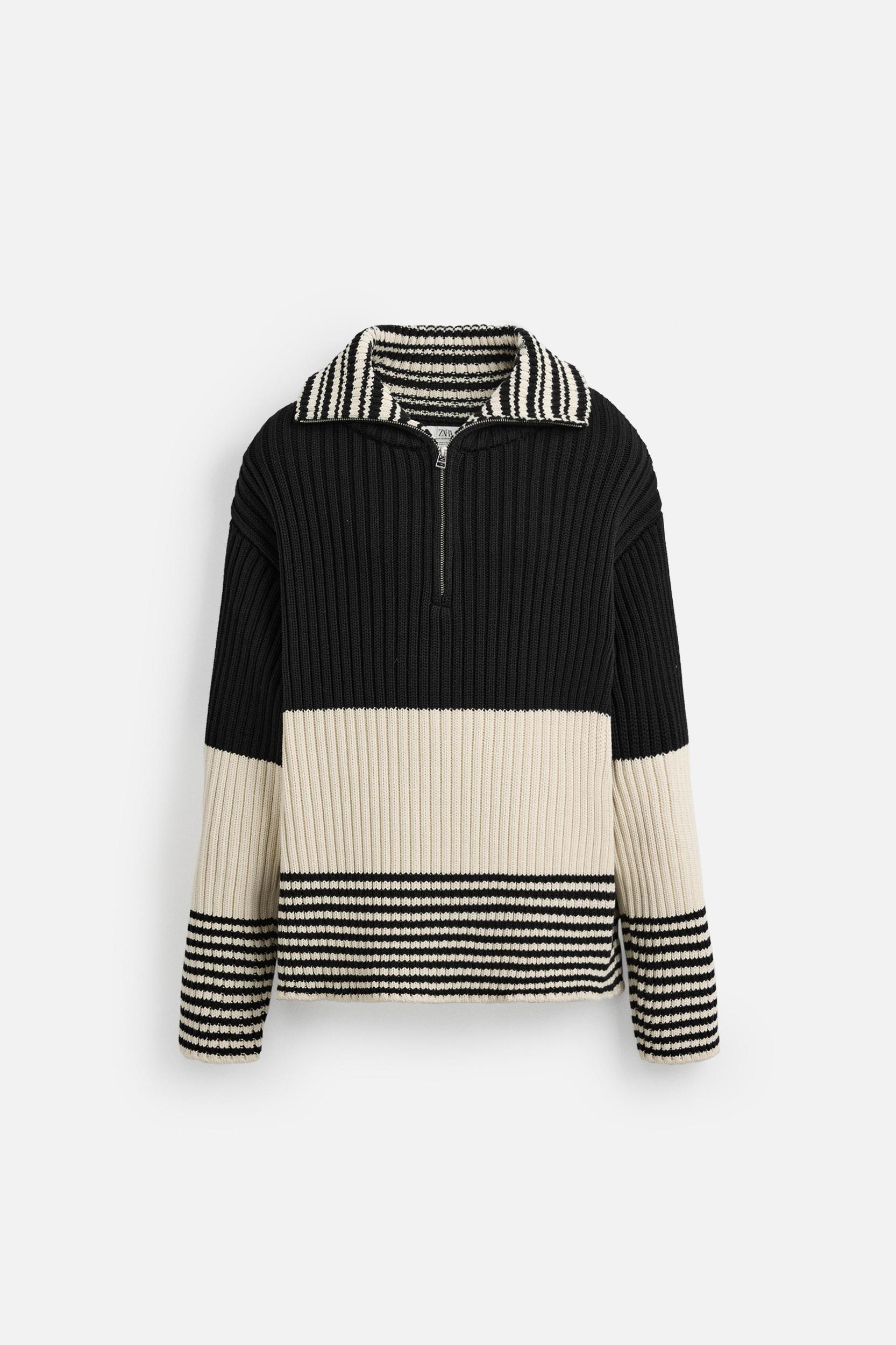 LIMITED EDITION STRIPED ZIP NECK SWEATER Product Image