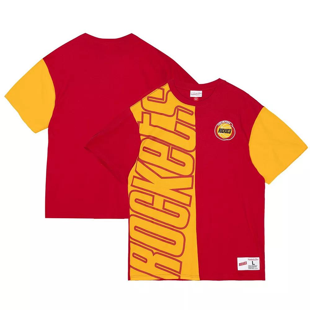Men's Mitchell & Ness  Red/Gold Houston Rockets Play By Play 2.0 T-Shirt, Size: 2XL Product Image