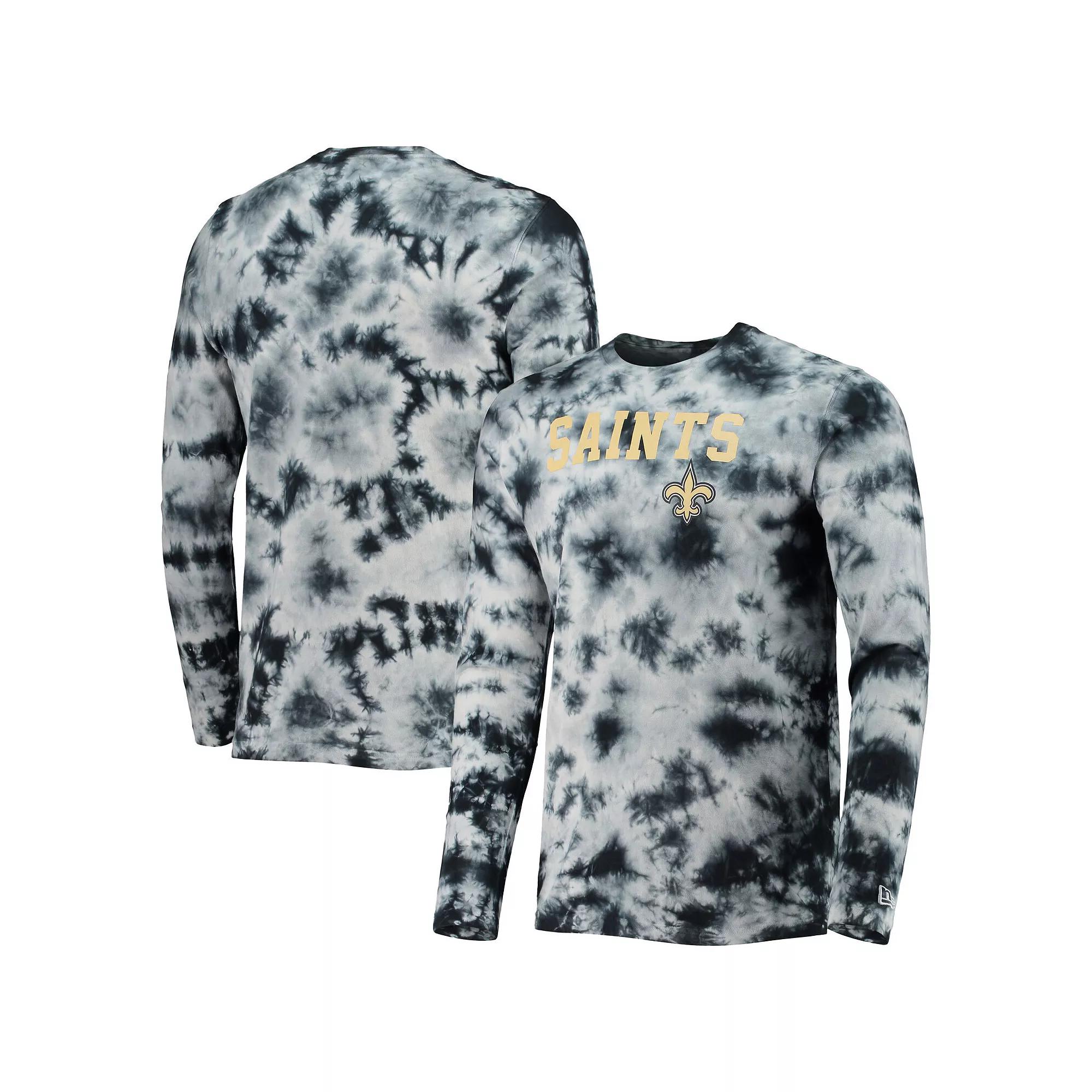 Men's New Era Black New Orleans Saints Tie-Dye Long Sleeve T-Shirt, Size: Large Product Image