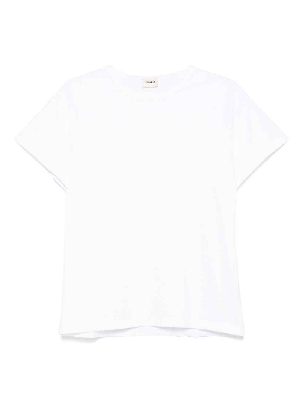 KHAITE Womens White Mae Brand-patch Cotton-jersey T-shirt In Cream Product Image