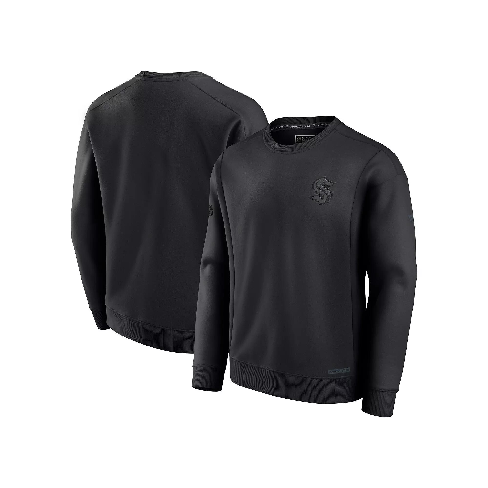 Men's Fanatics Black Seattle Kraken Authentic Pro Road Fleece Sweatshirt,  Product Image