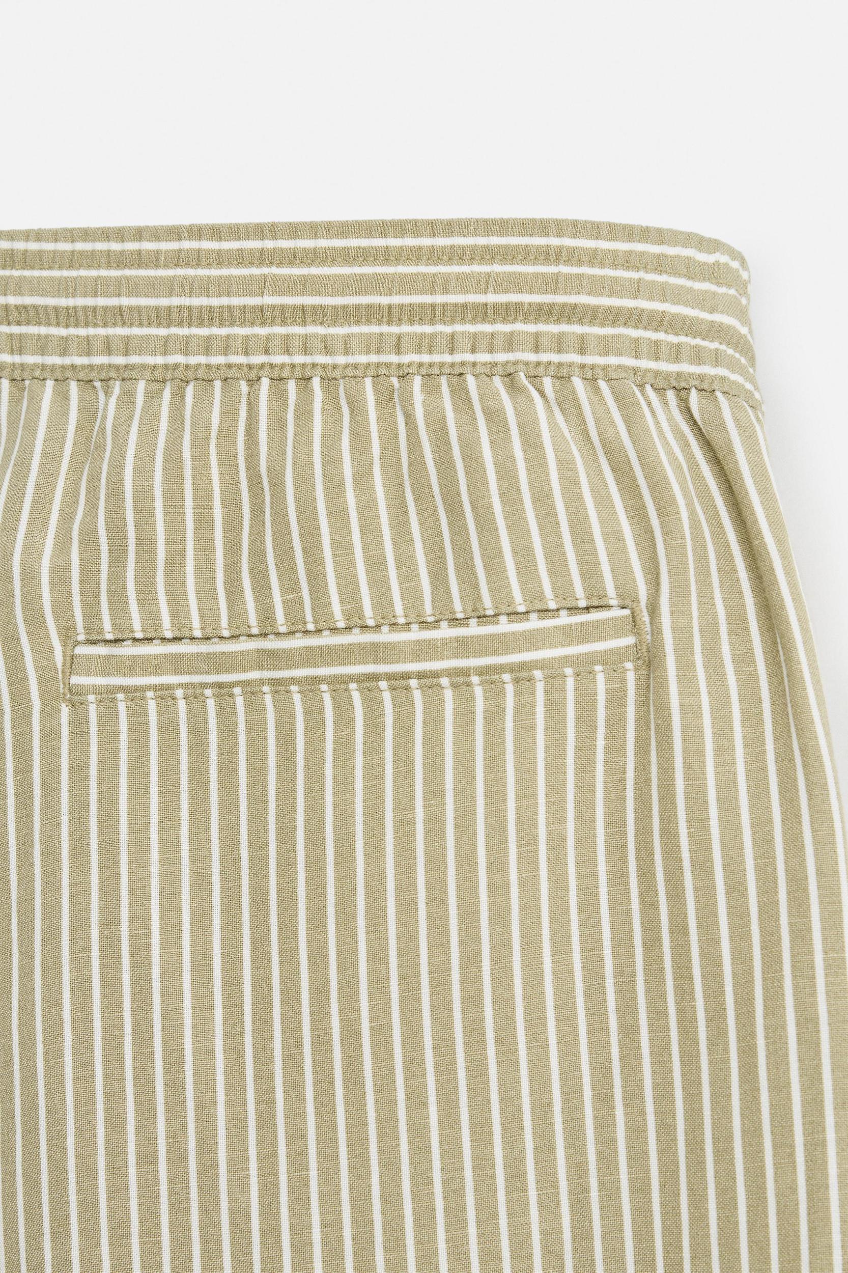 STRIPED LINEN VISCOSE SHORTS Product Image