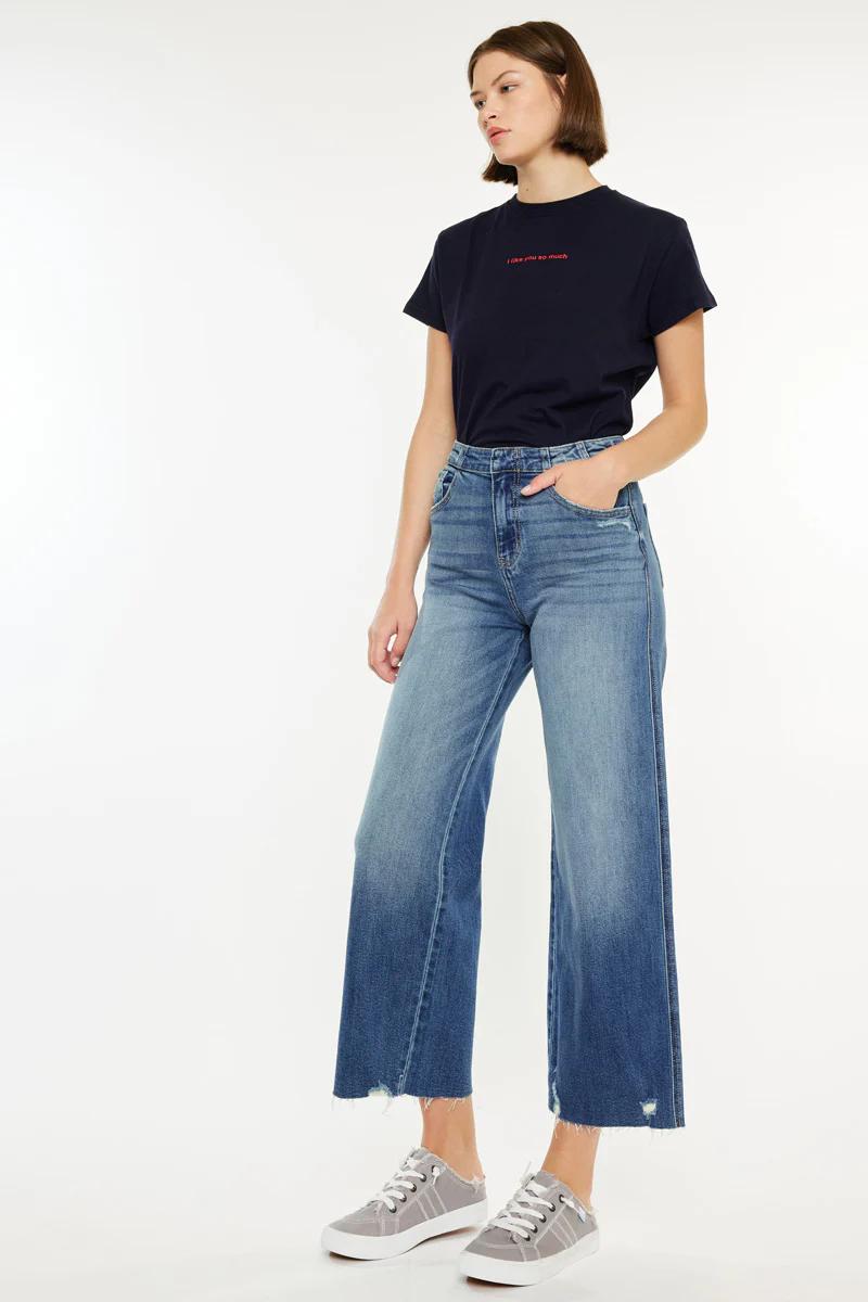 High Rise Cropped Wide Leg Jeans Product Image